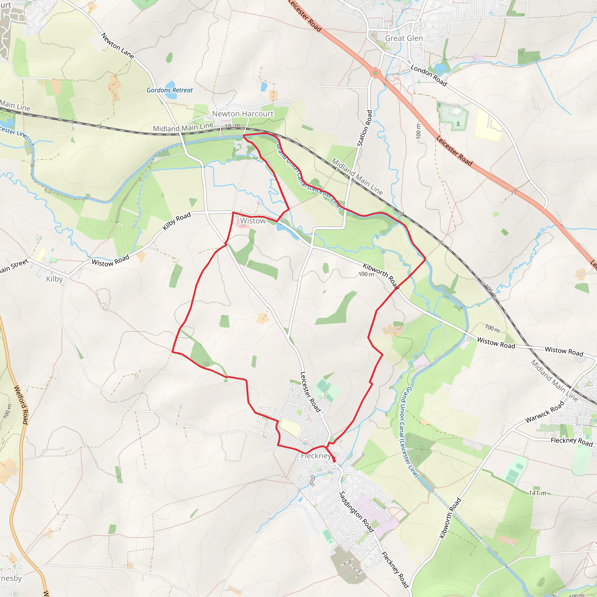 Wistow and Newton Bridge from Fleckney mobile static map