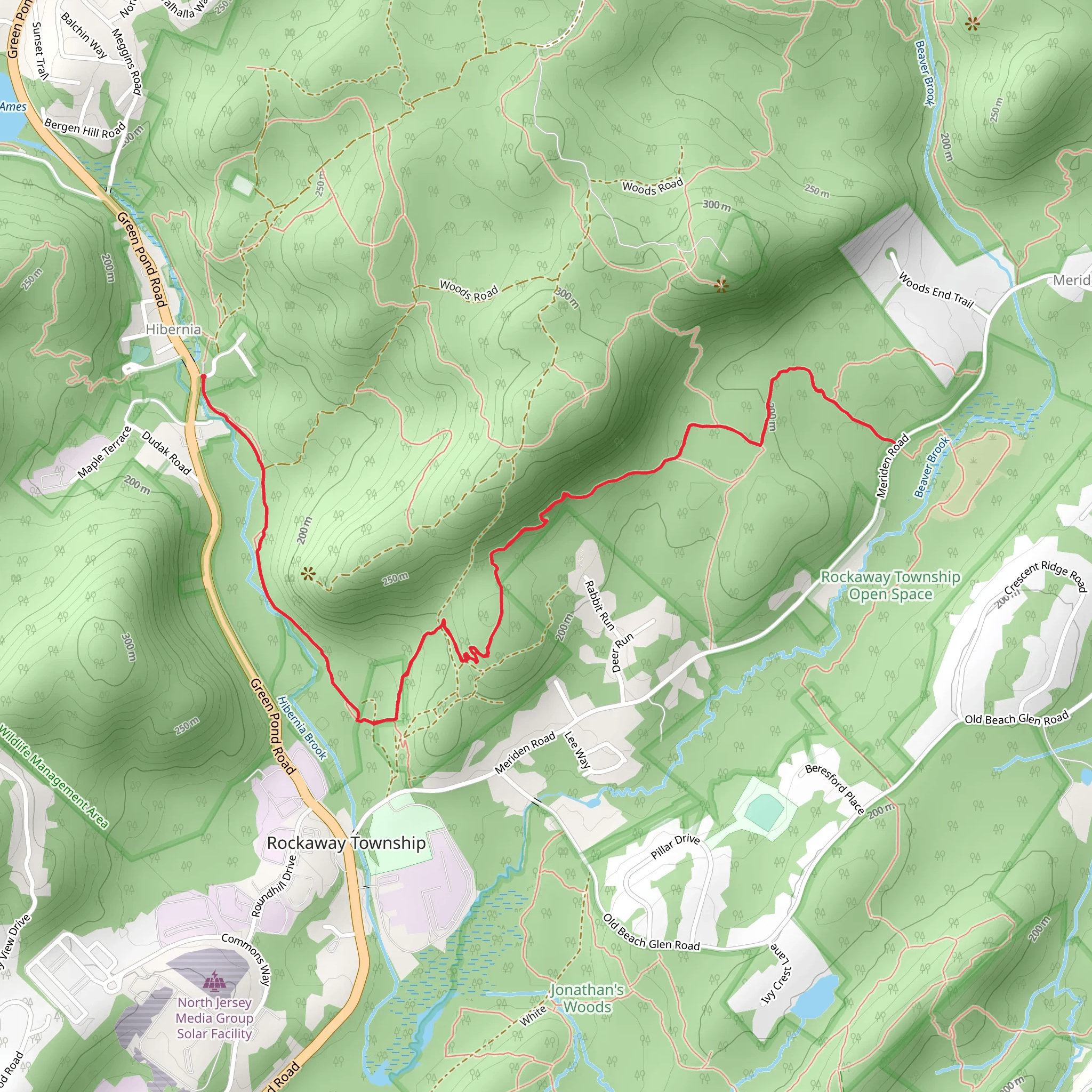 Beach Glen Trail - Blue Out and Back mobile static map