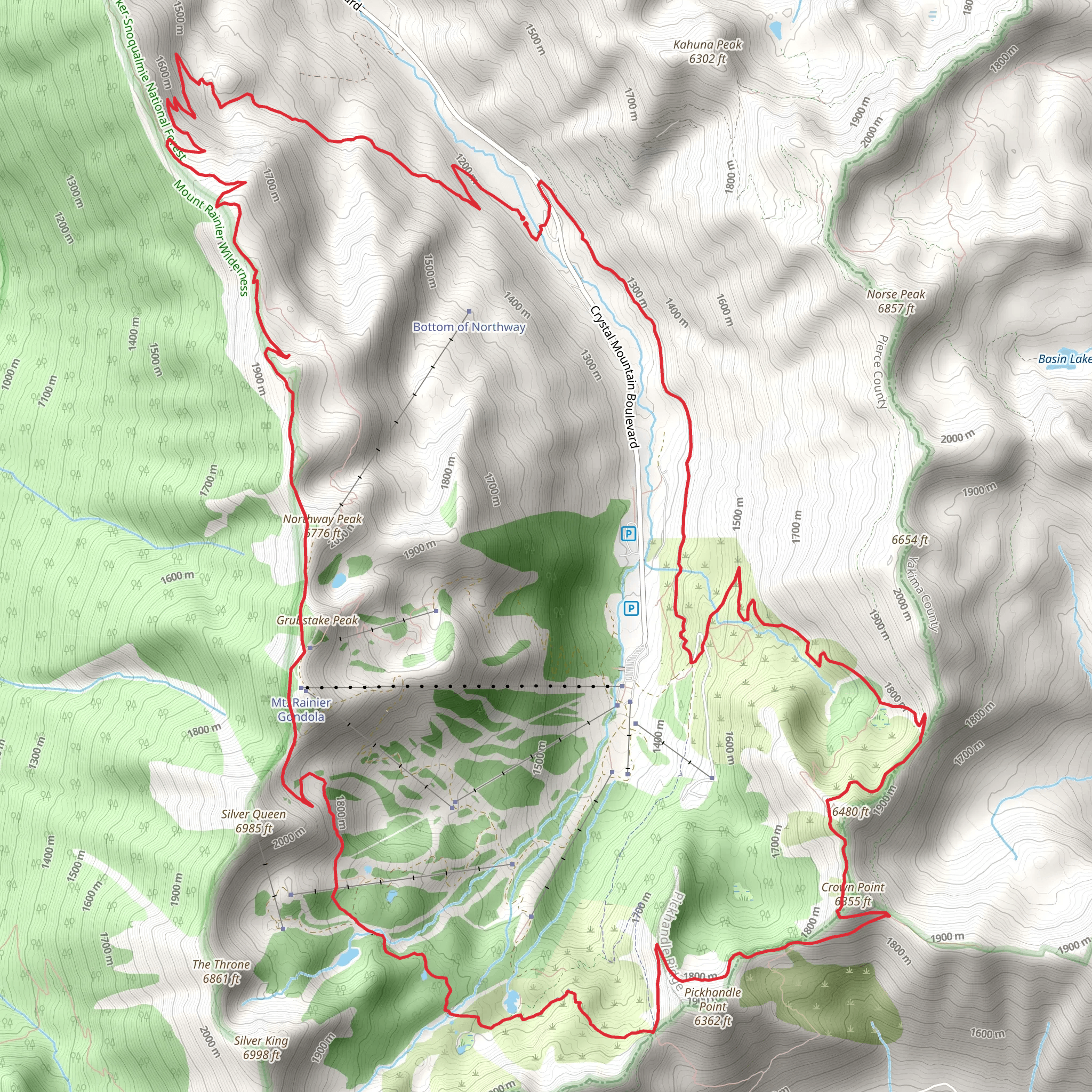 Northway Peak via Northway Trail mobile static map