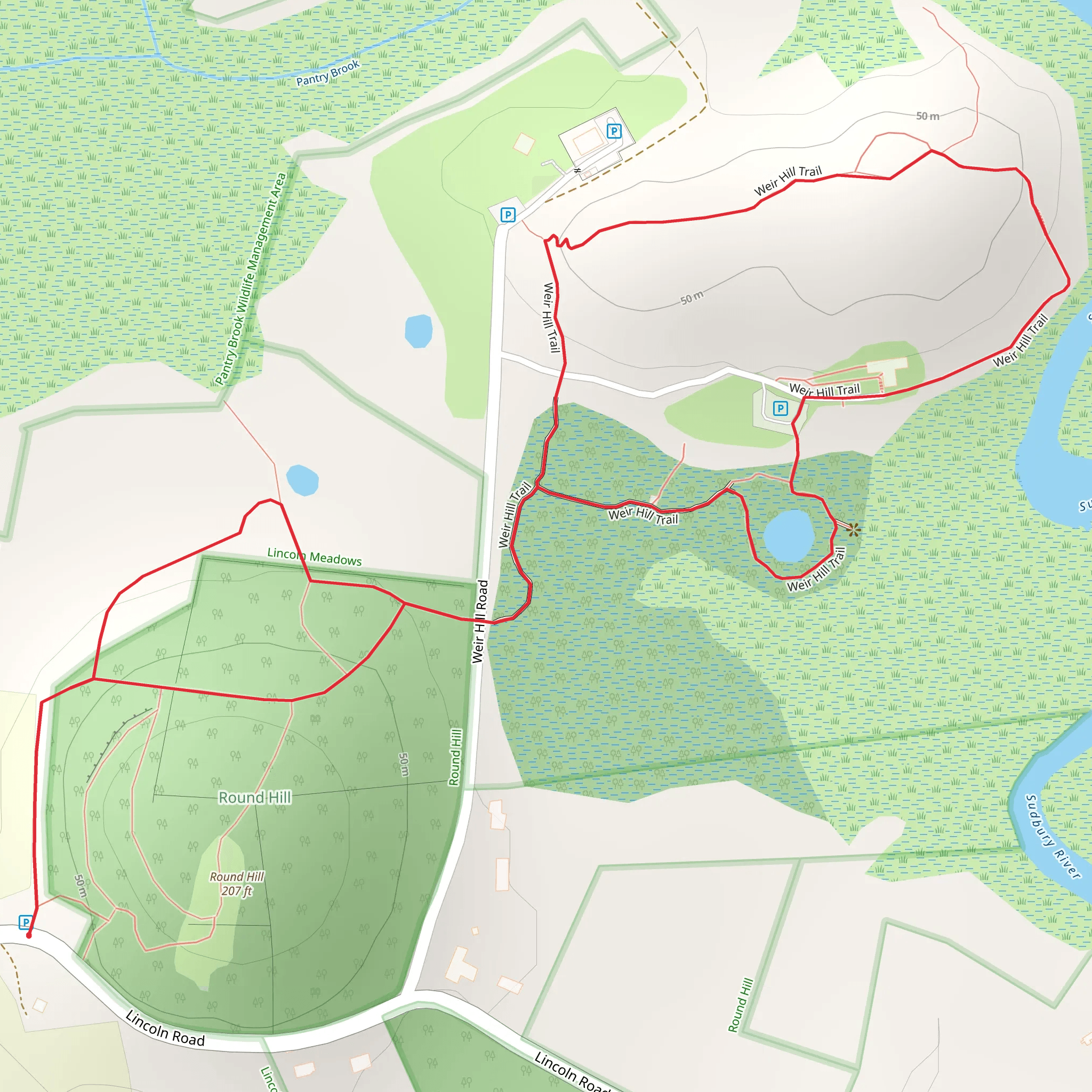 Weir Hill Loop Trail mobile static map