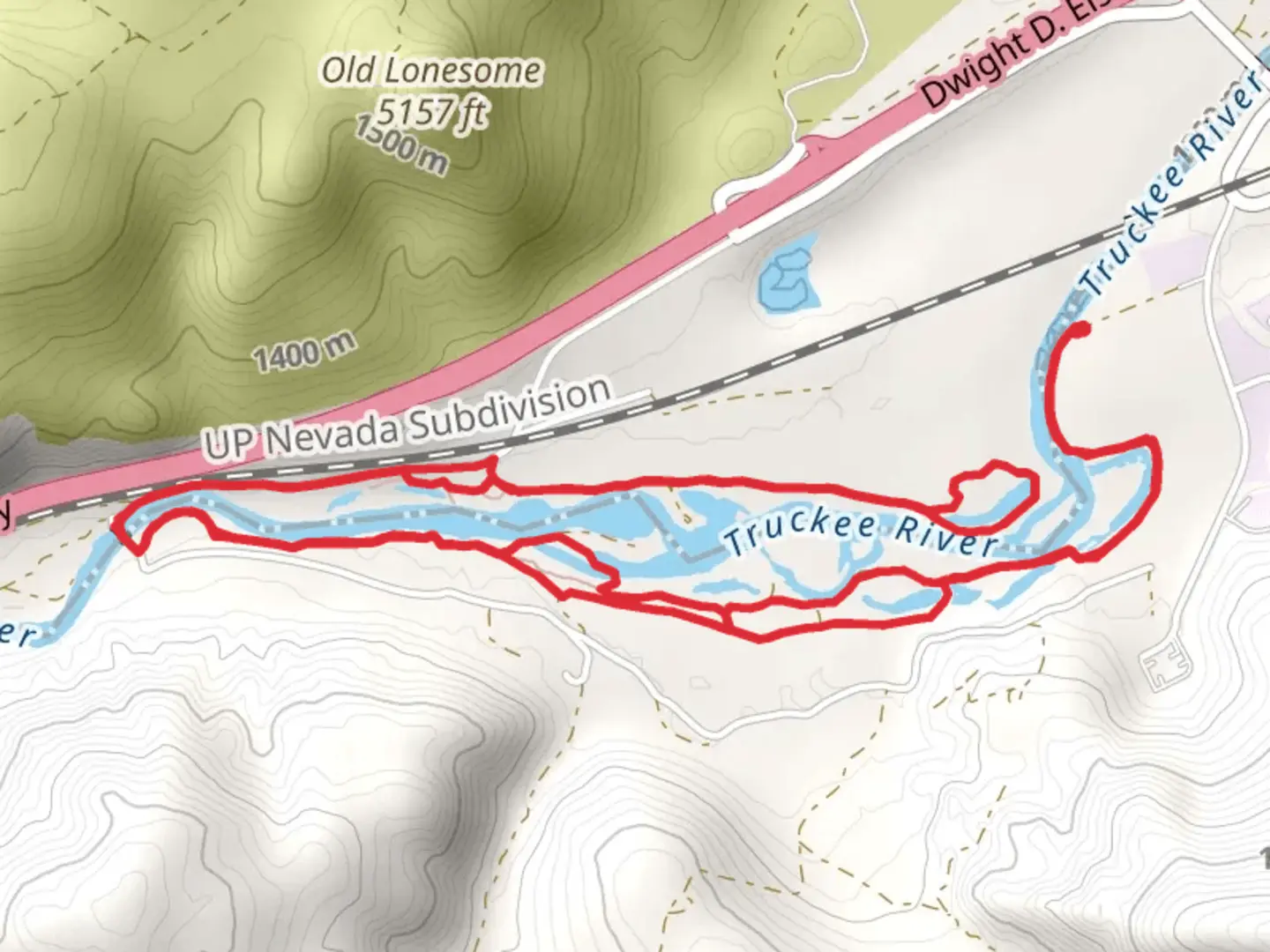 An image depicting the trail Truckee River Loop and its surrounding area.