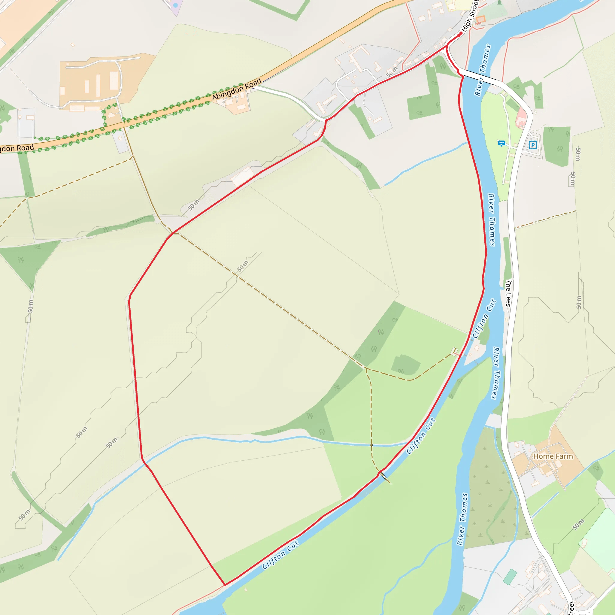 Clifton Hampden Bridge and Clifton Lock - Weir Loop mobile static map