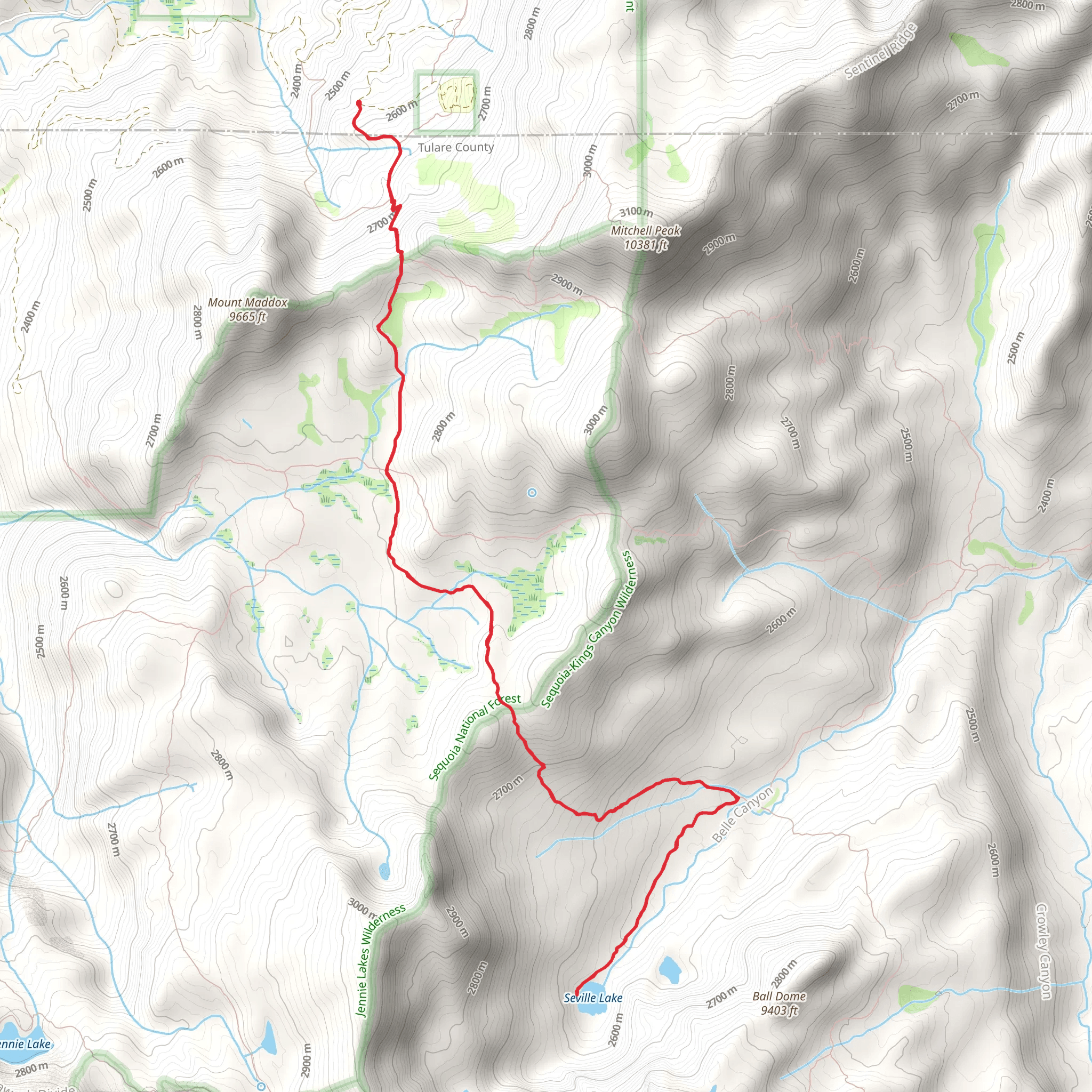 Marvin Pass and Seville Lake Trail mobile static map