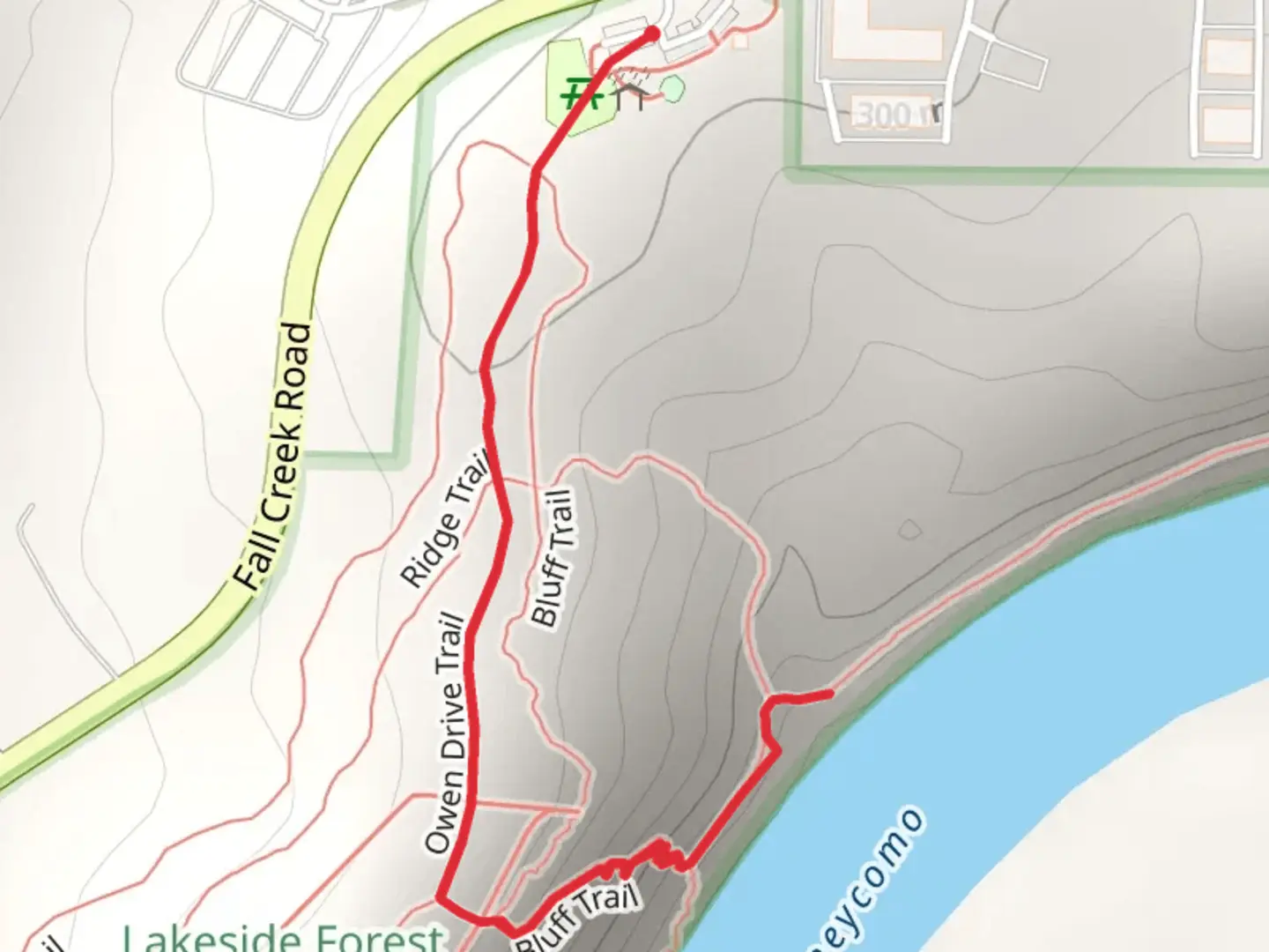 An image depicting the trail Table Rock Lake from Fall Creek Road and its surrounding area.