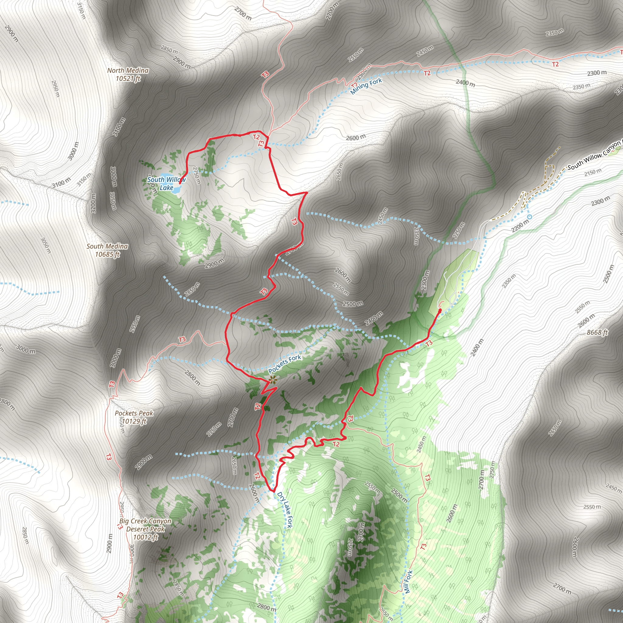 South Willow Lake via Stansbury Crest Trail mobile static map