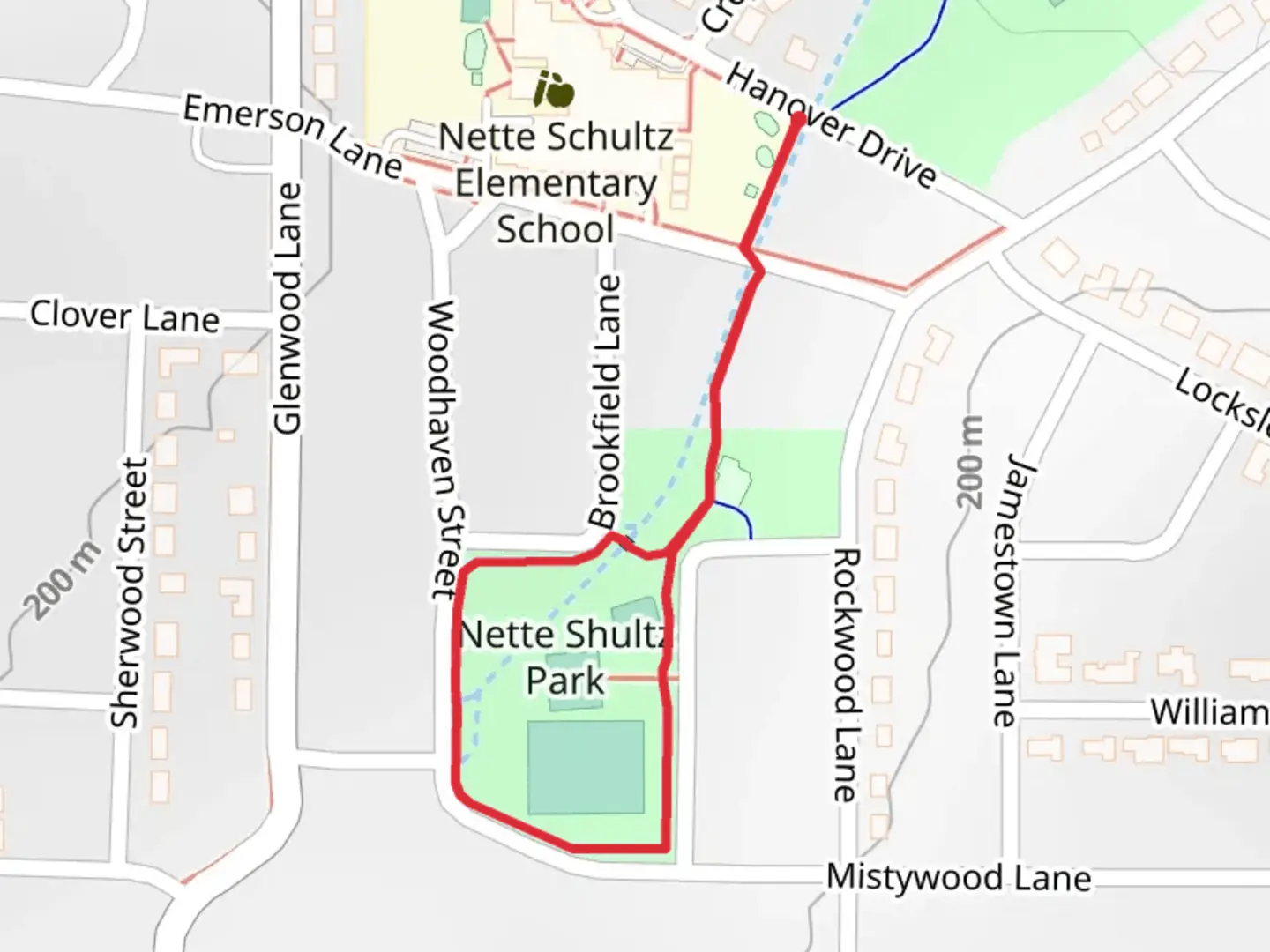 An image depicting the trail Nette Shultz Park Loop and its surrounding area.