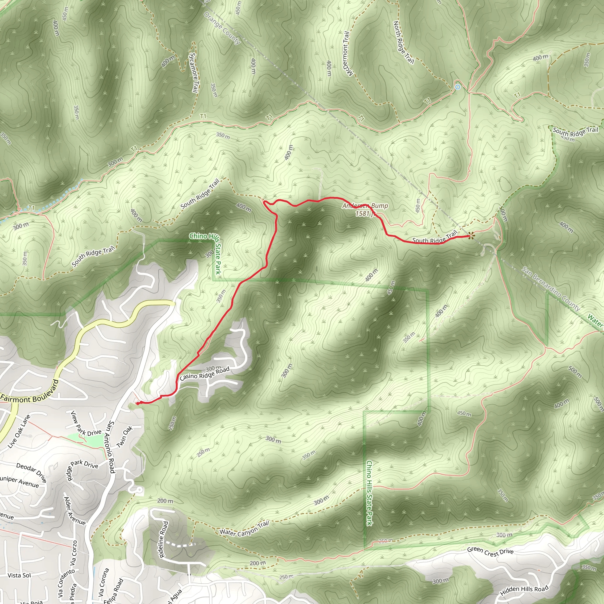 Casino Ridge Staging Trail and South Ridge Trail mobile static map