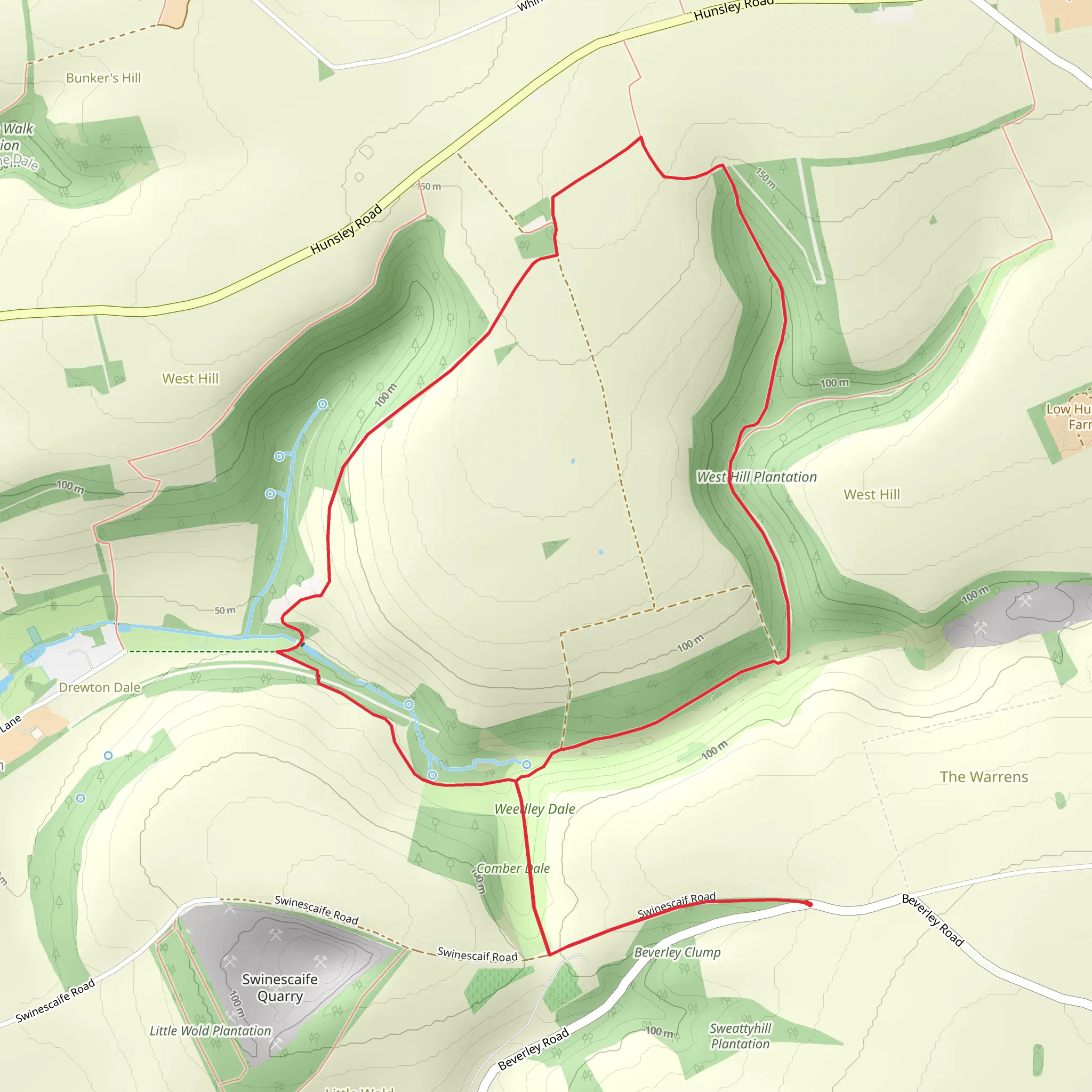 West Hill Plantation and Drewton Wold via High Hunsley Circuit mobile static map