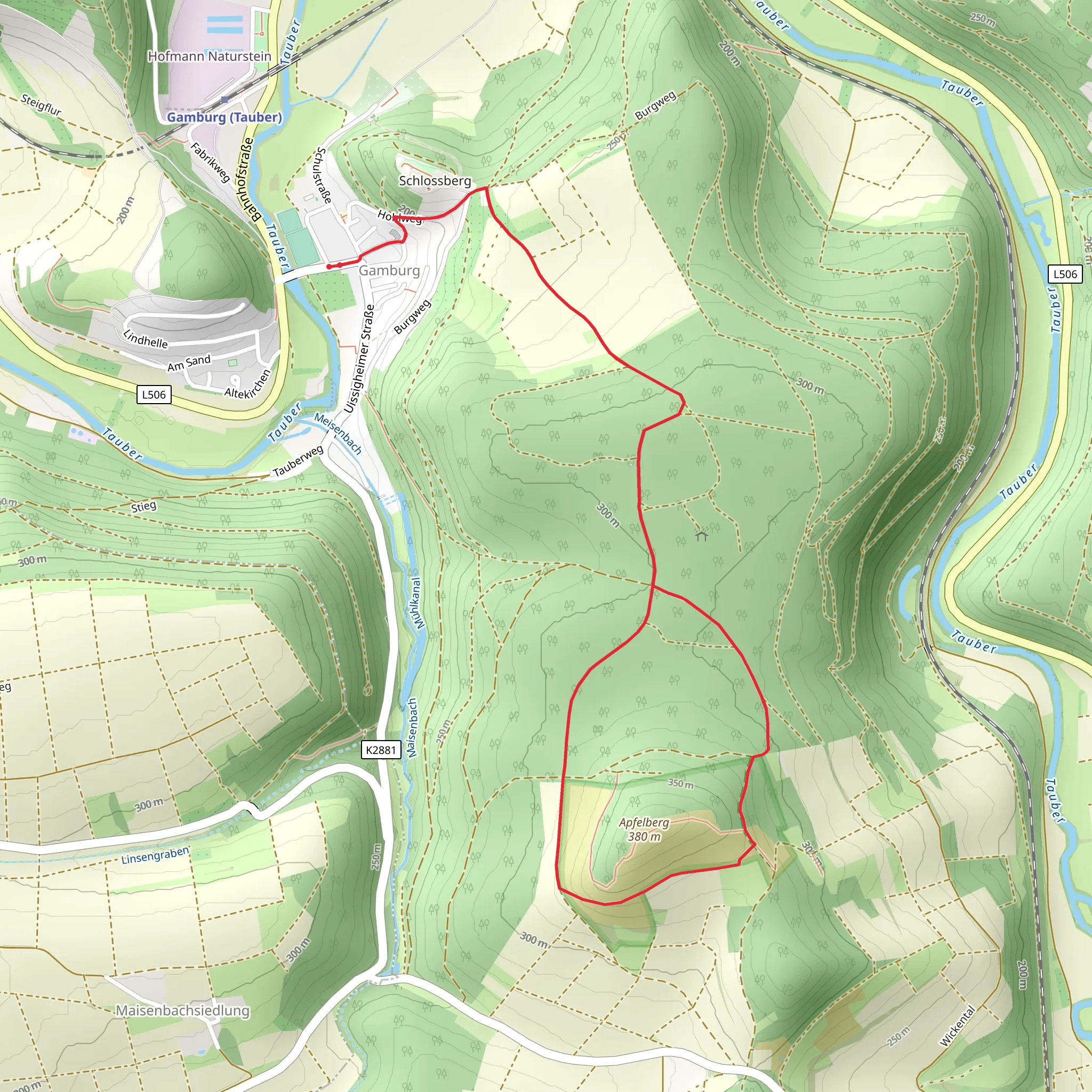 Rundwanderweg Gamburg 1 mobile static map