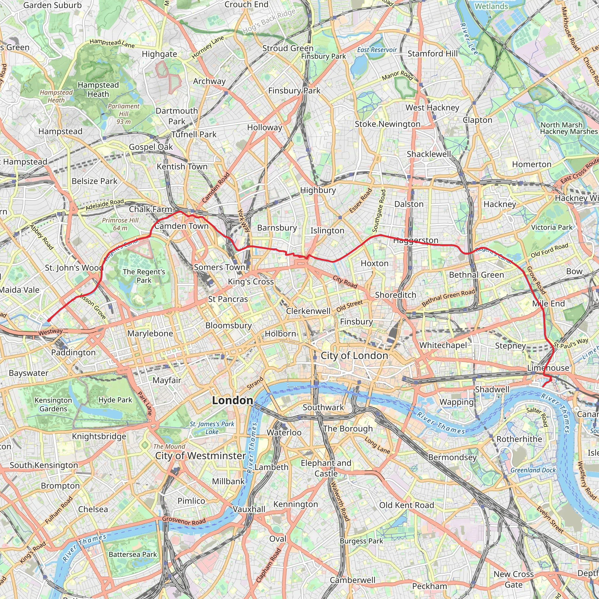 Regent's Canal Walk mobile static map