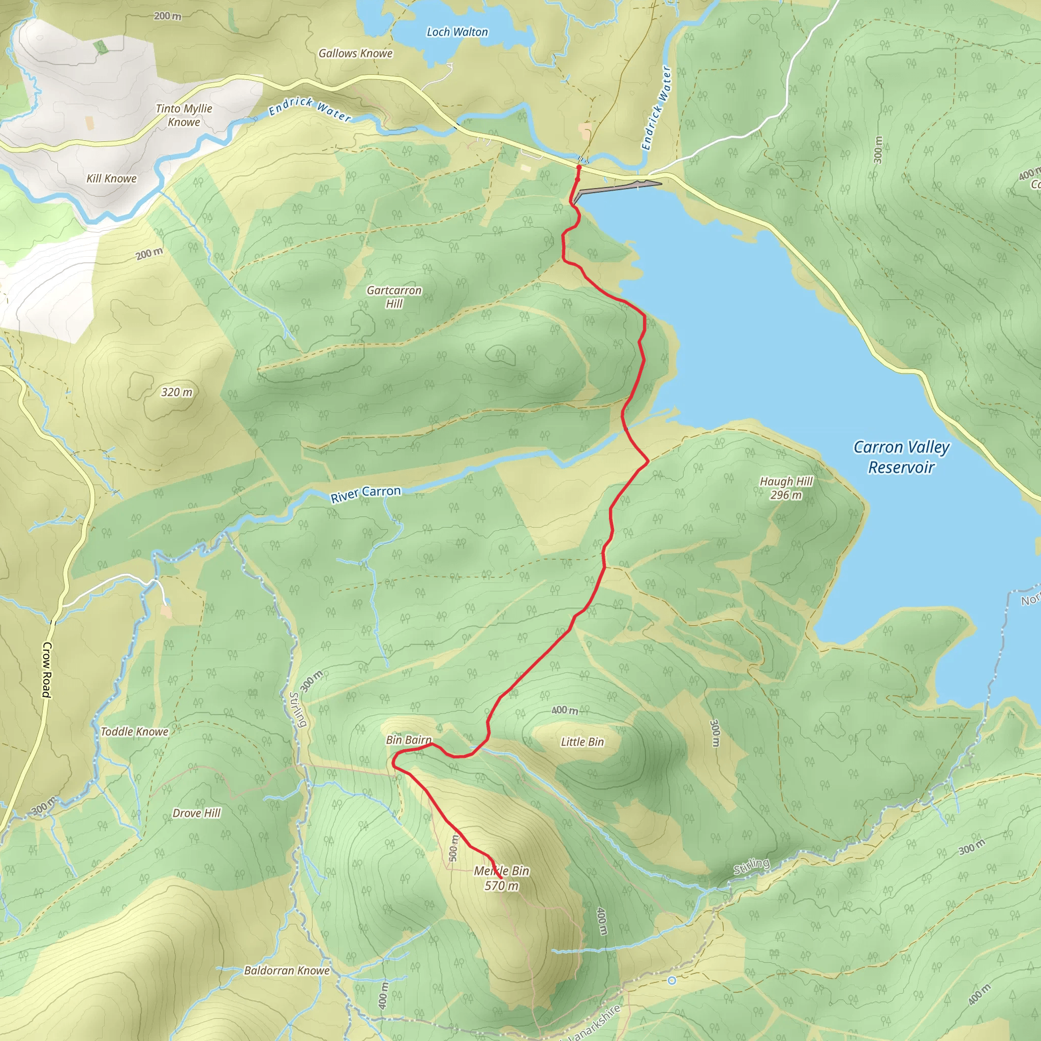 Meikle Bin from Carron Valley Reservoir mobile static map