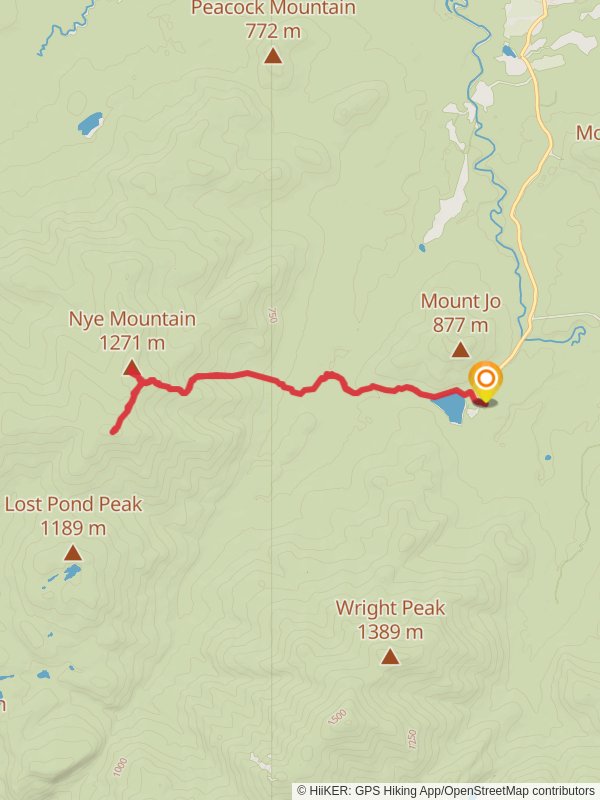 Nye Mountain and Street Mountain Trail via Heart Lake mobile static map