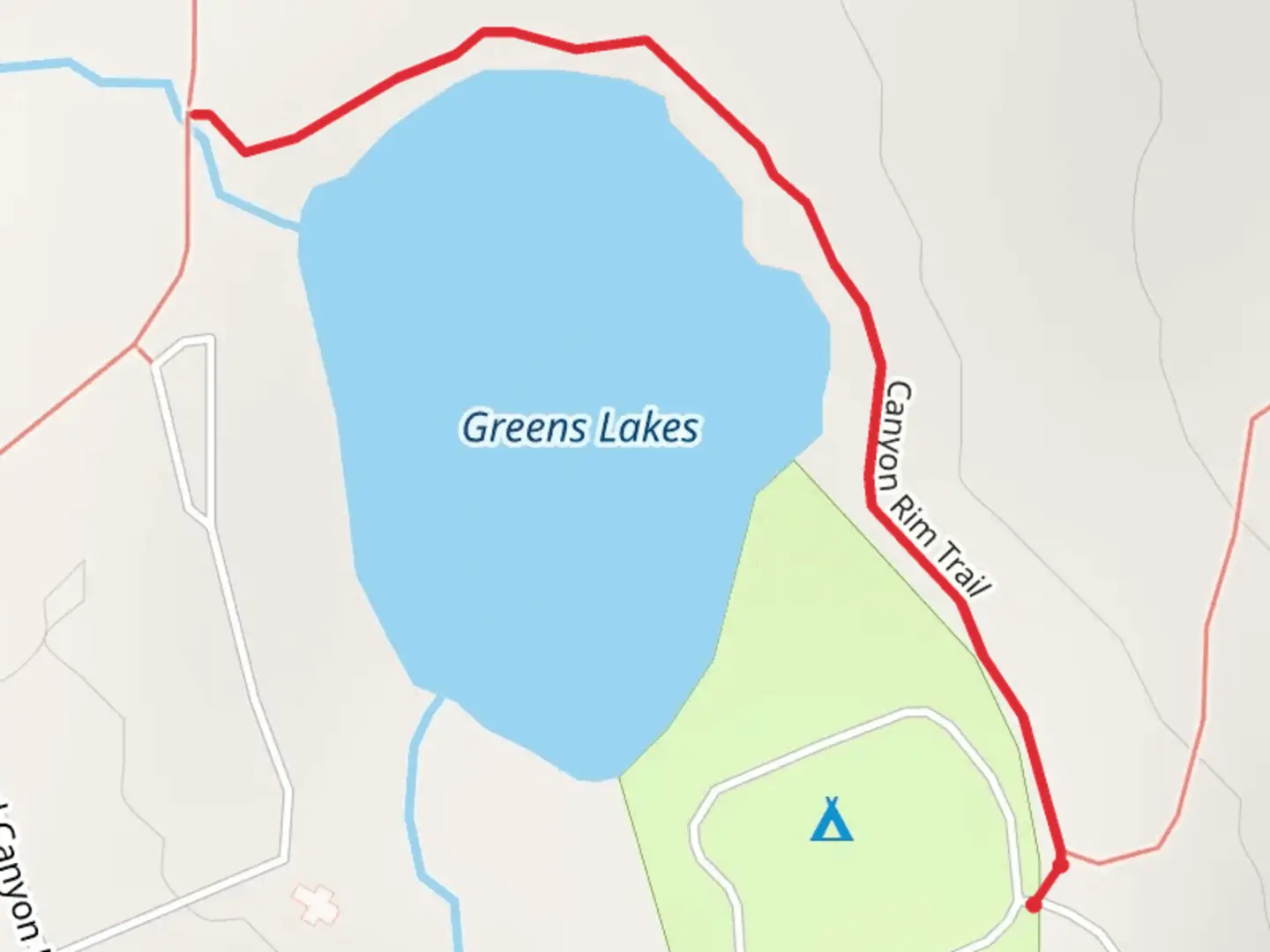 An image depicting the trail Greens Lakes and its surrounding area.
