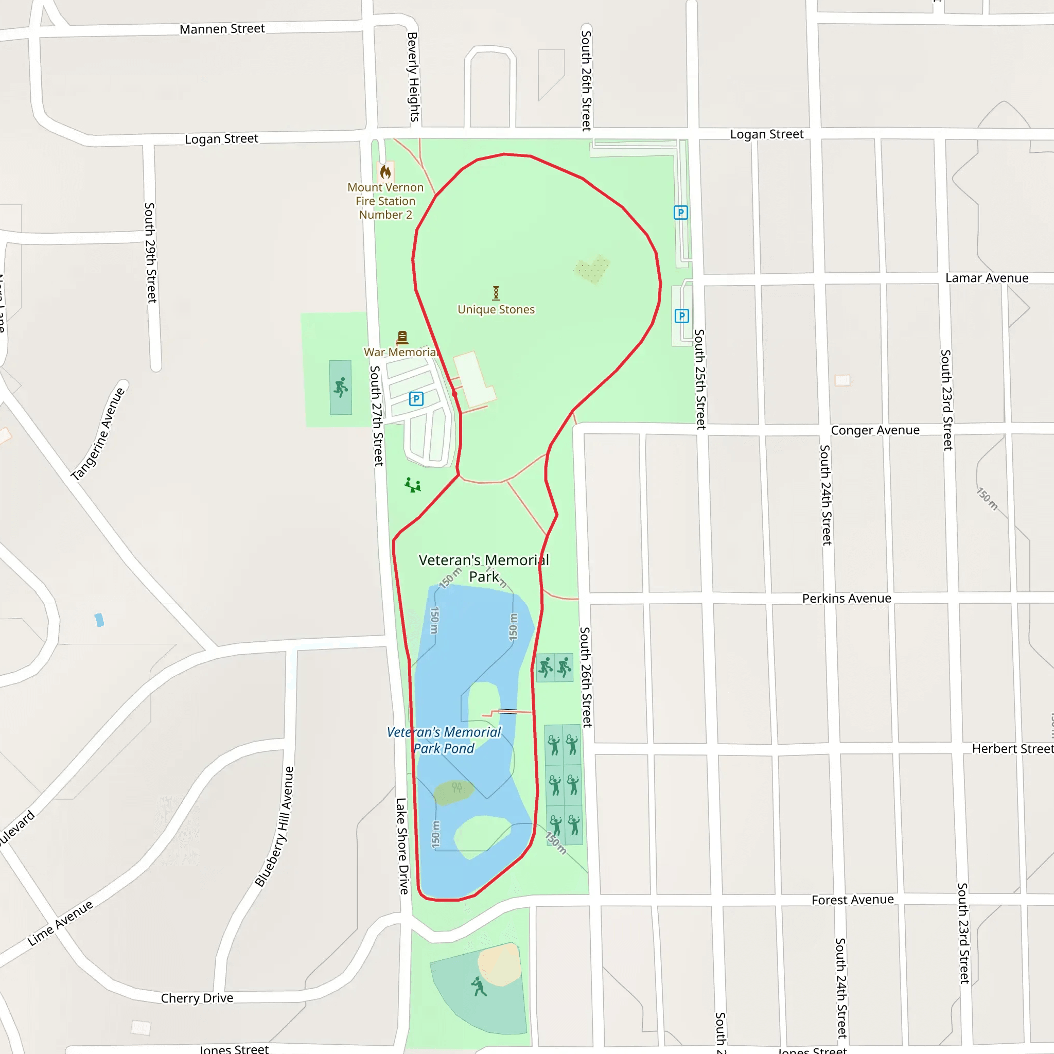 Veteran's Memorial Park Pond Loop mobile static map