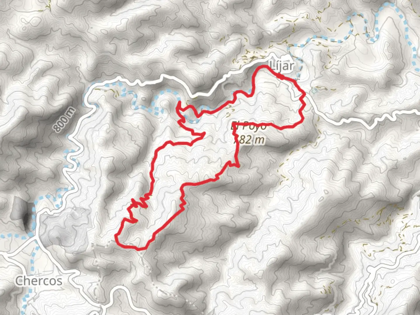 An image depicting the trail Way of the Poyo PR A 257 and its surrounding area.