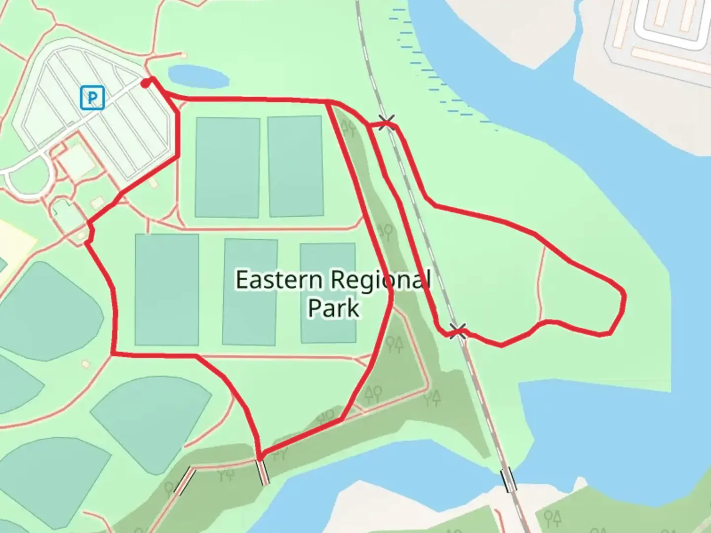 An image depicting the trail Eastern Regional Park Loop and its surrounding area.