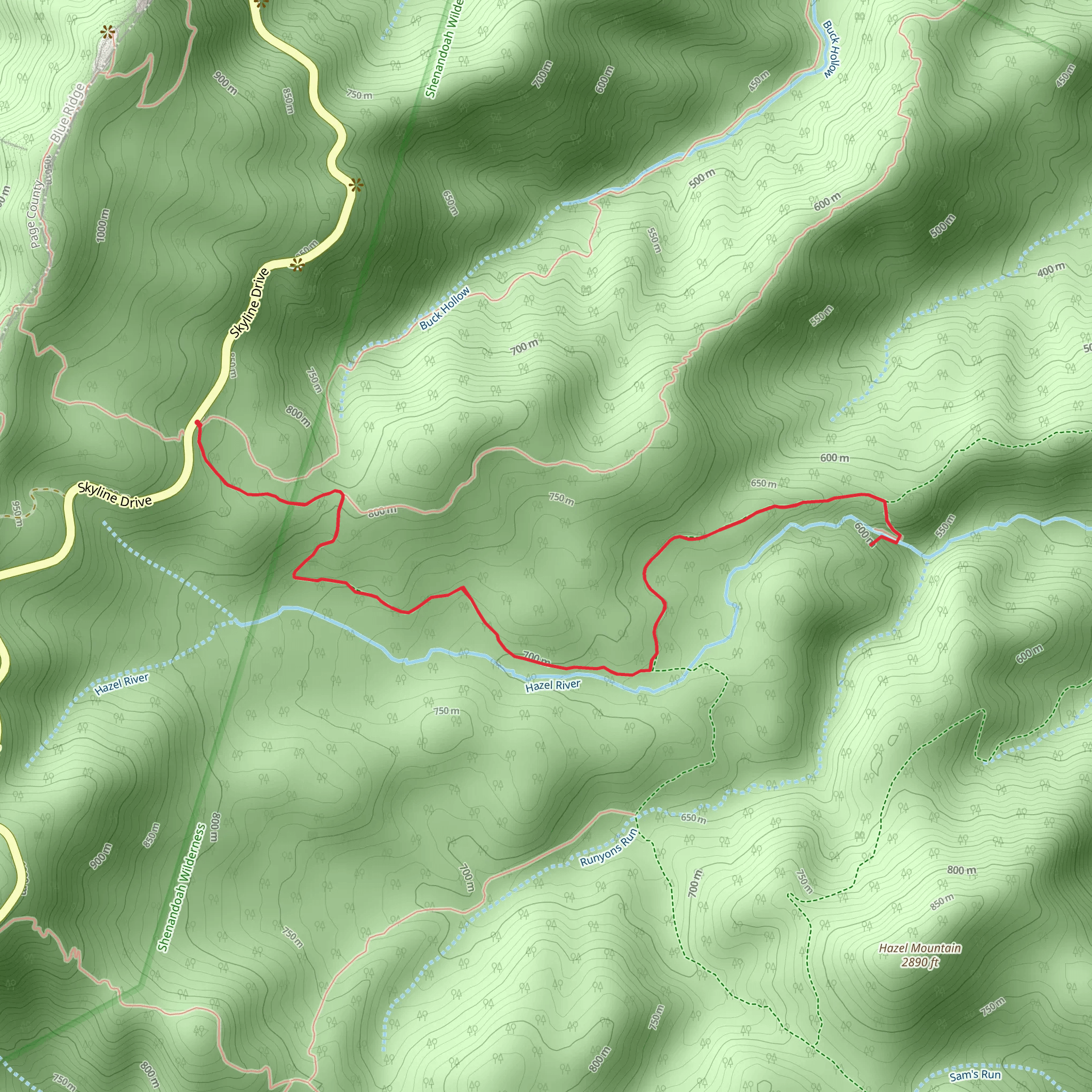 Hazel Falls and Caves Trail mobile static map