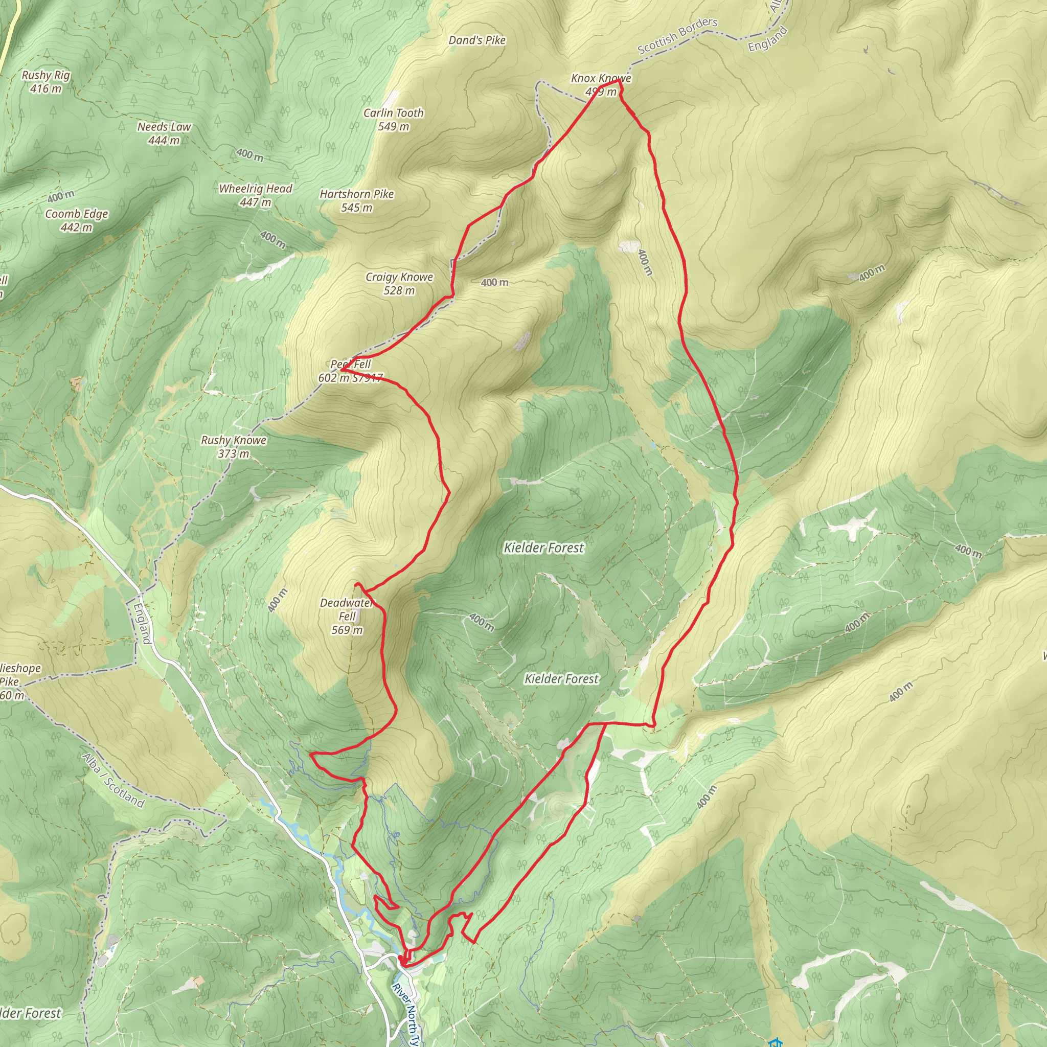 Peel Fell and Kielder Head Loop mobile static map