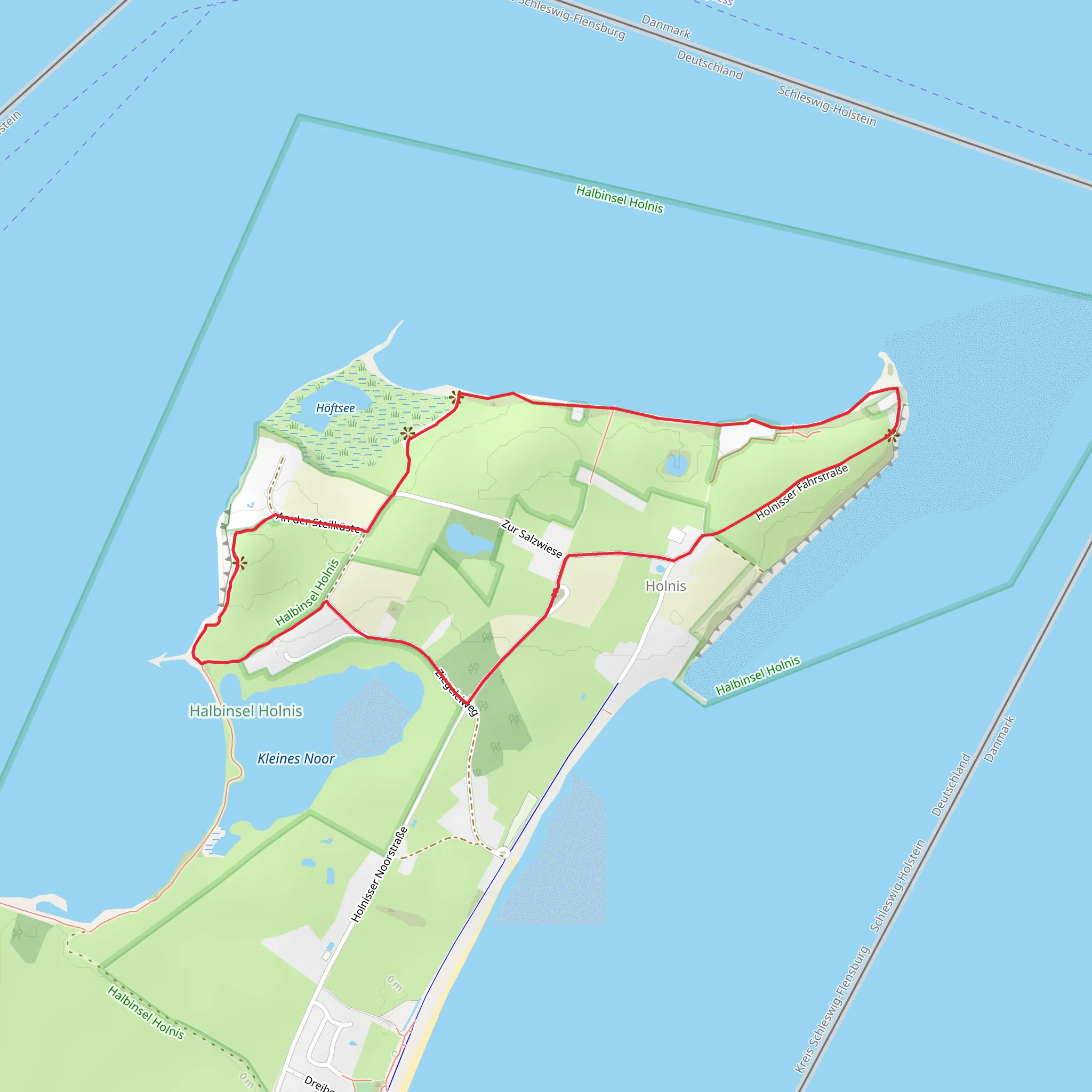 Holnis Scenic Loop via Kleines Noor mobile static map