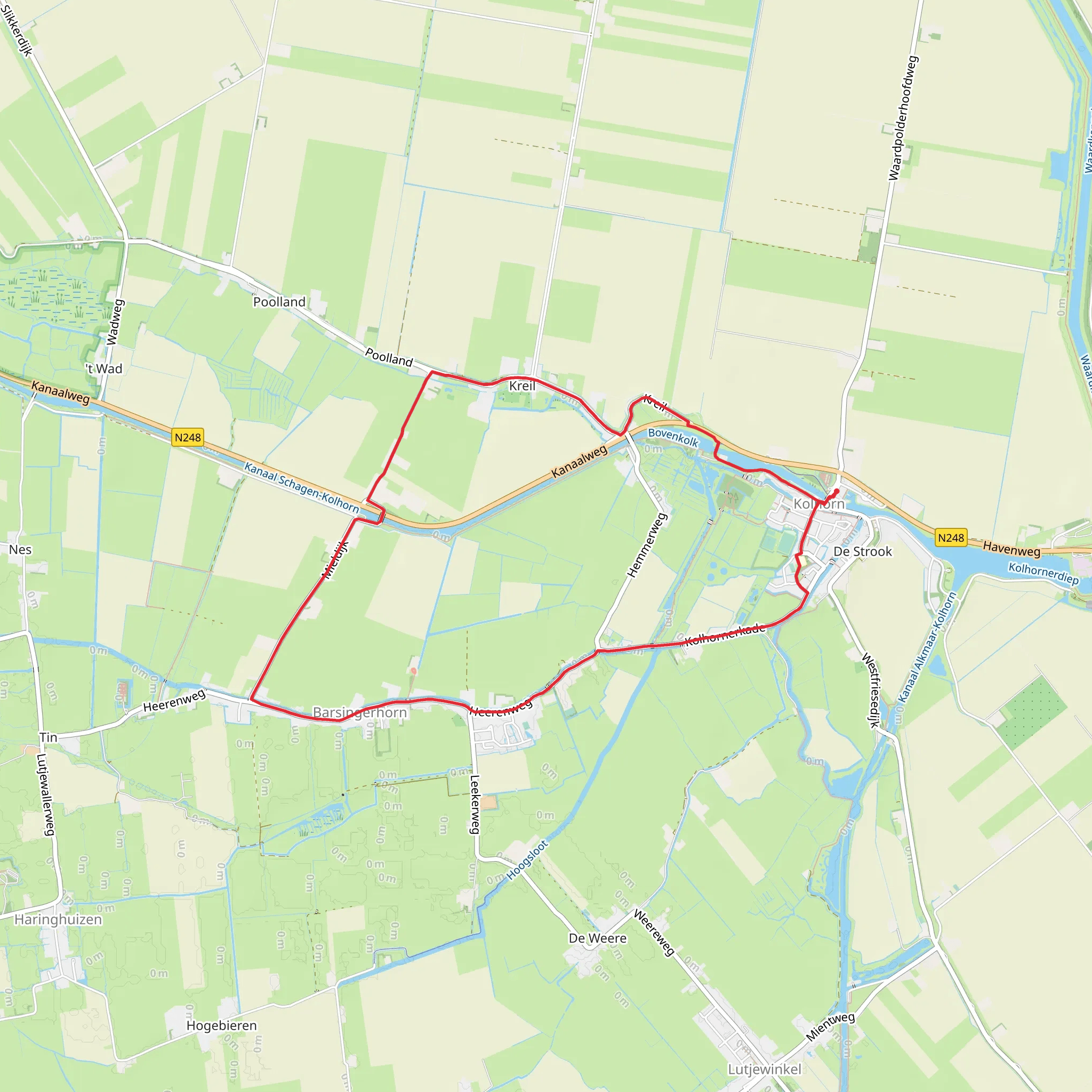 Bovenkolk and Westergraftvaart of Mient via Kreil and Heeren Weg mobile static map