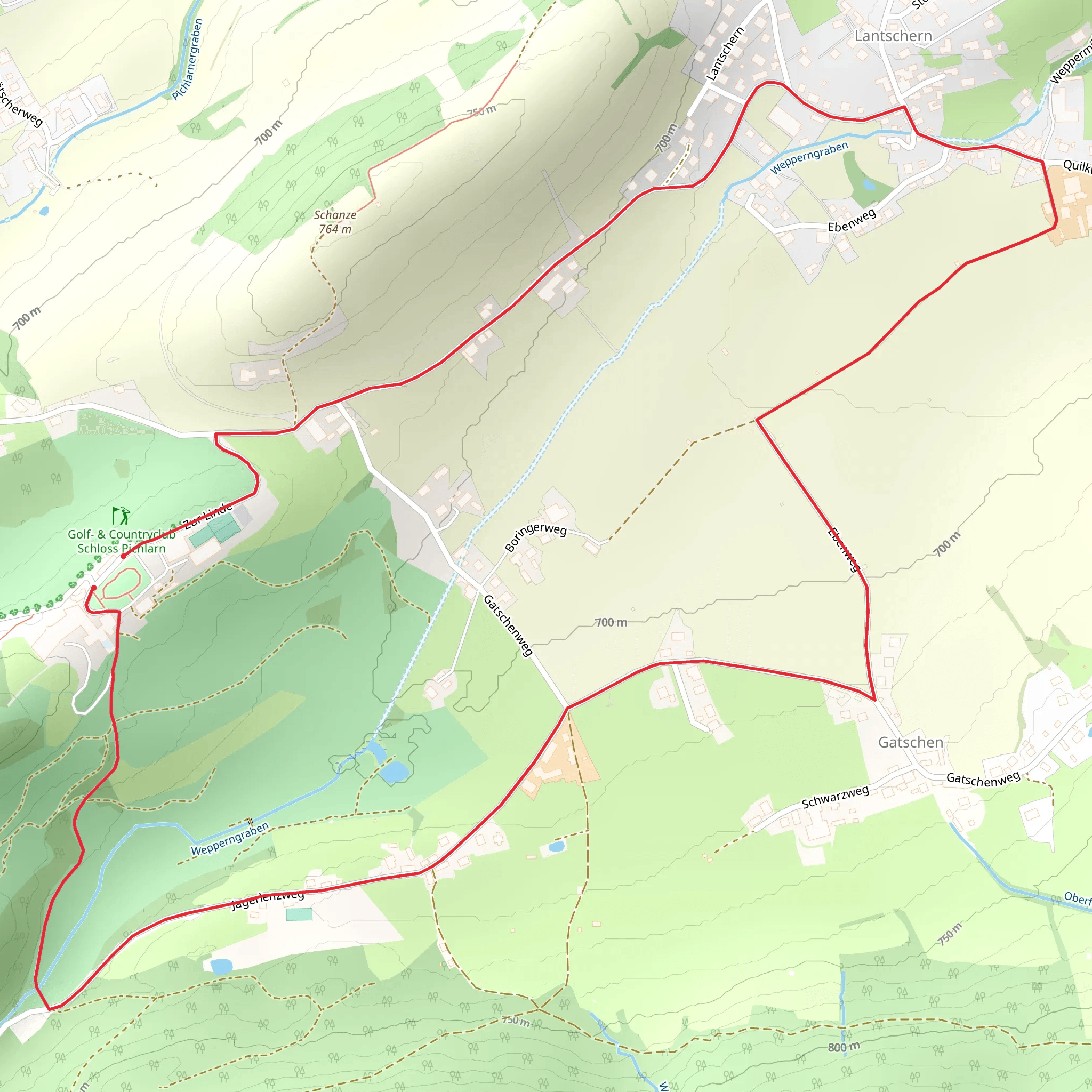 Gatschen and Lantschern Loop from Schloss Pichlarn mobile static map