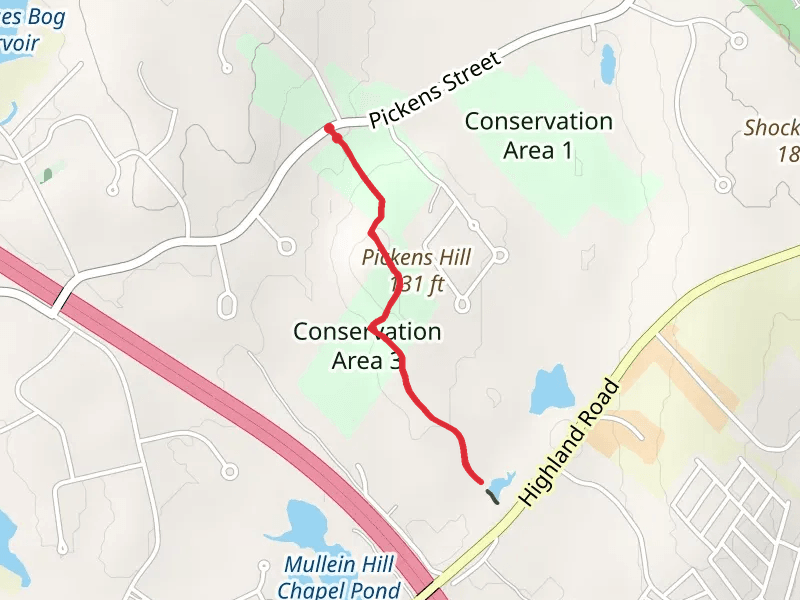 Mill Pond, Conservation Area 2 and 3 Trail from Pickens Street