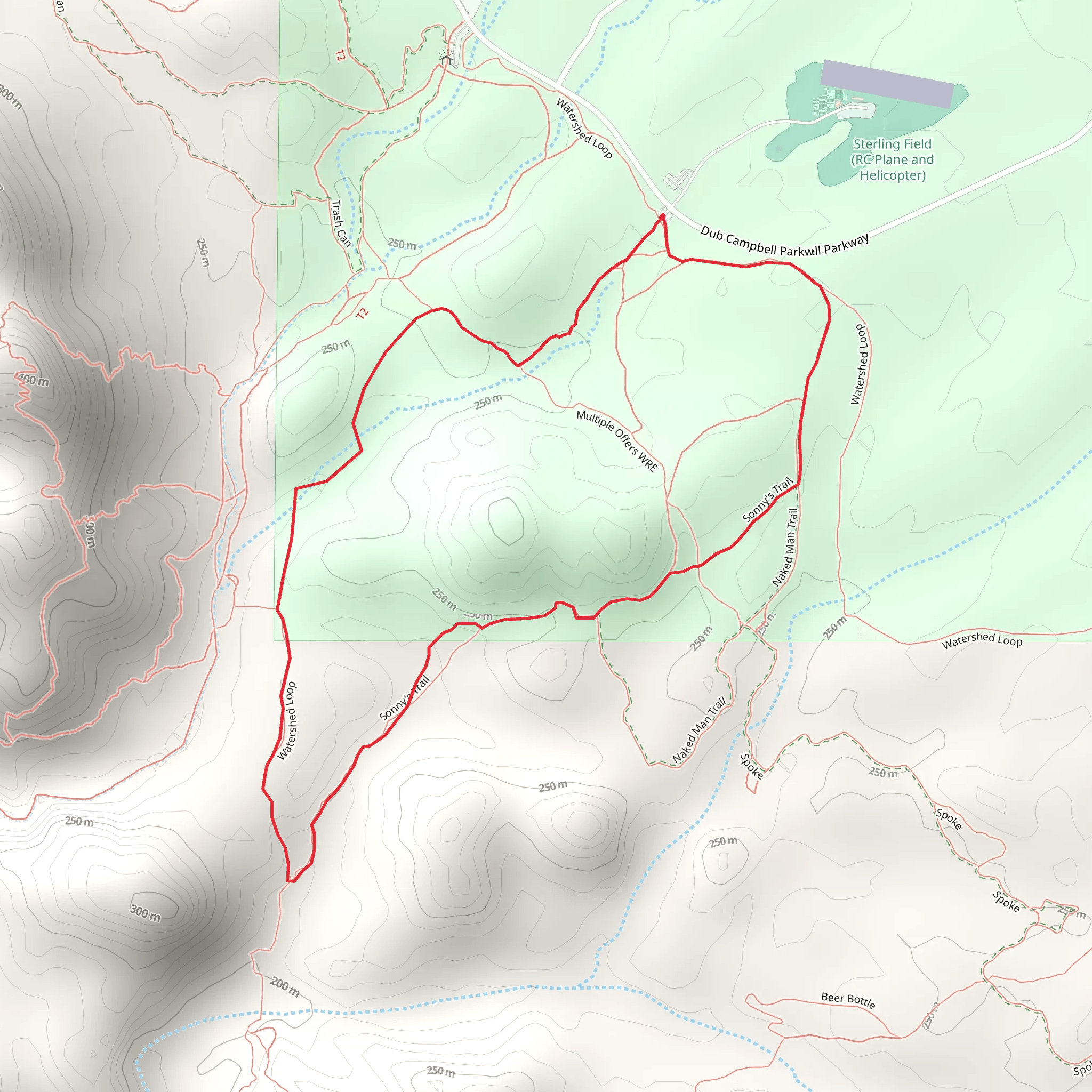 Watershed and Sonny's Loop Trail mobile static map