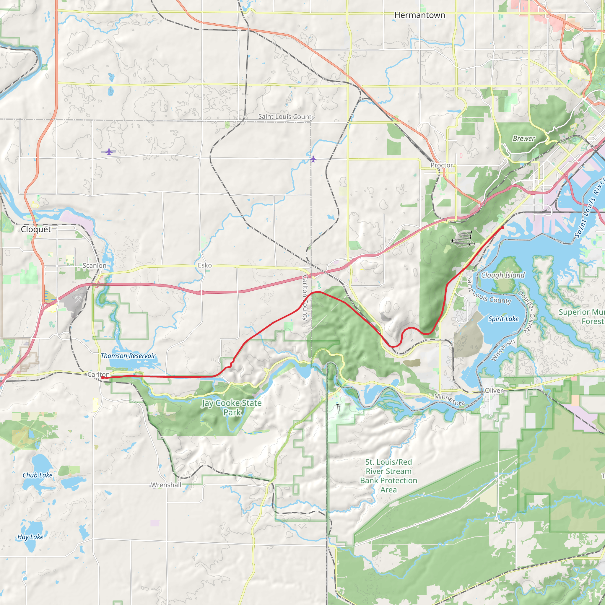 Willard Munger State Trail mobile static map