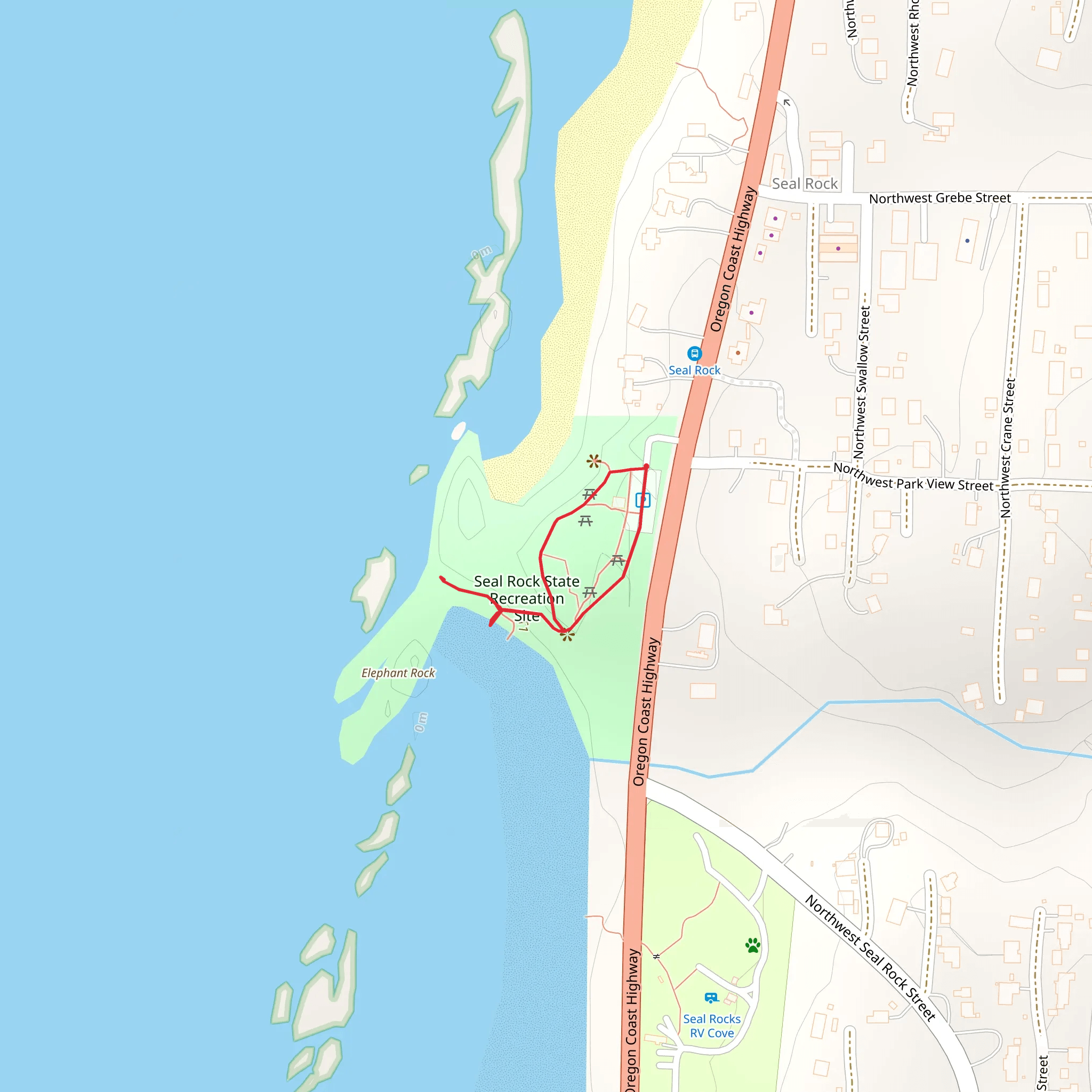 Seal Rock State Recreation Site Loop mobile static map