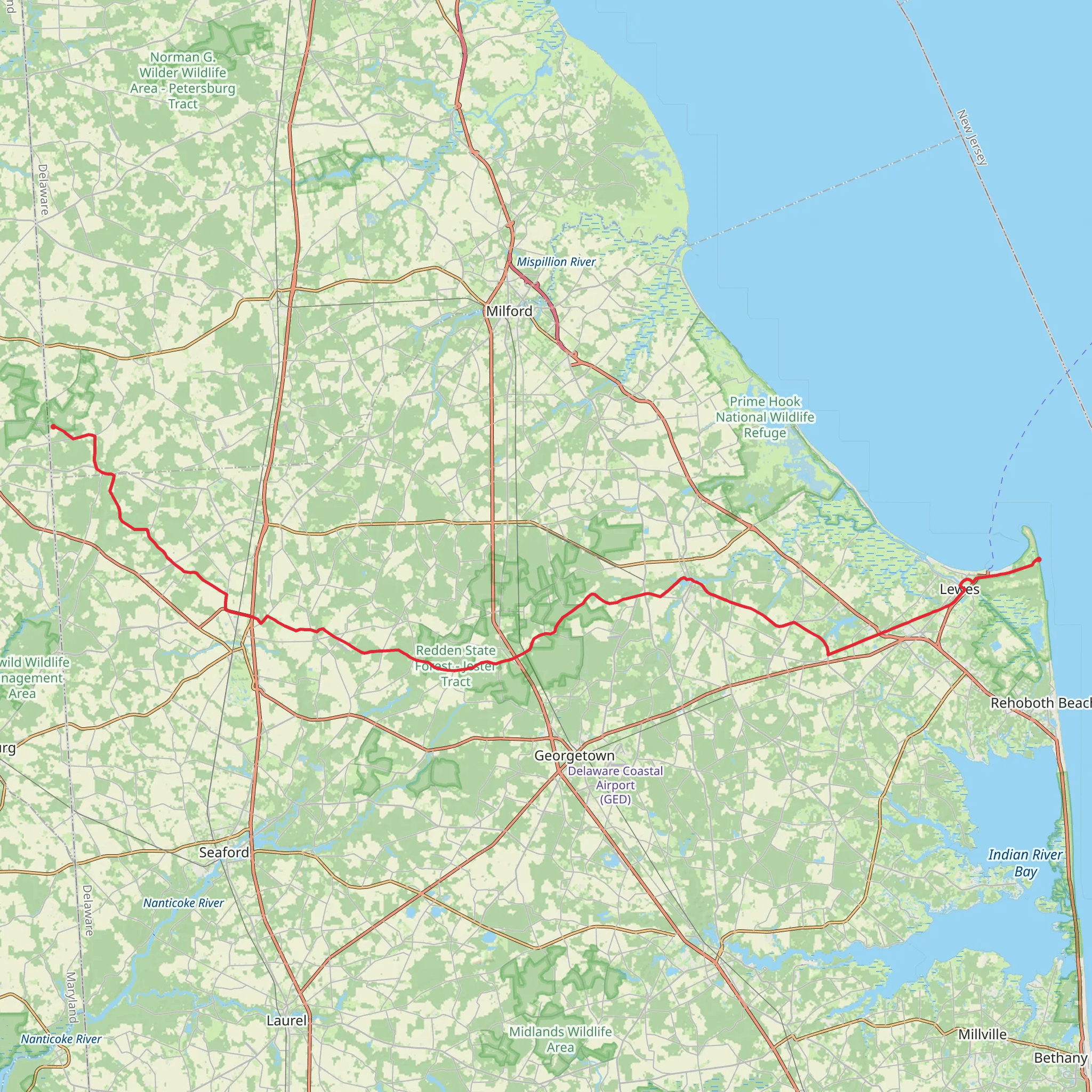 American Discovery Trail - Delaware mobile static map