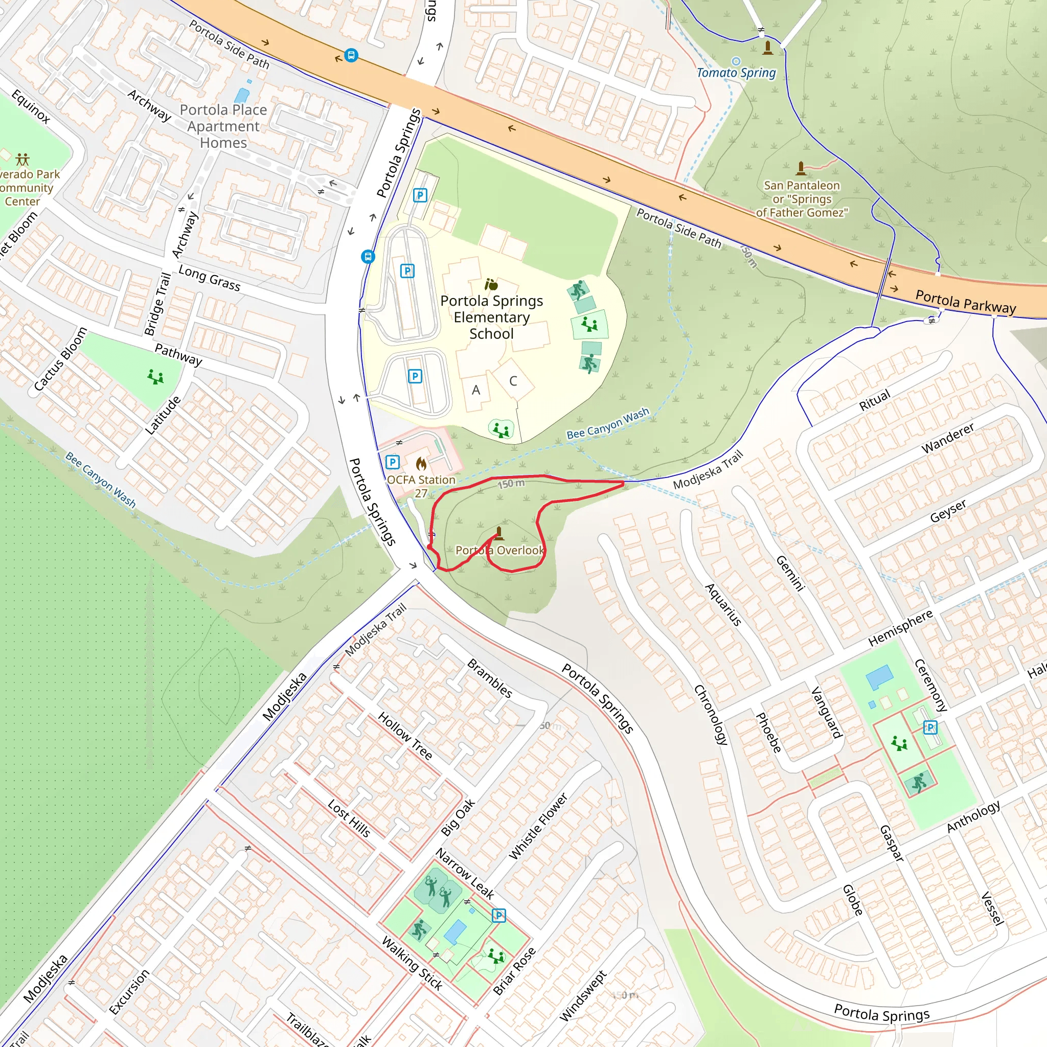 Modjeska and Portola Overlook Loop Trail mobile static map