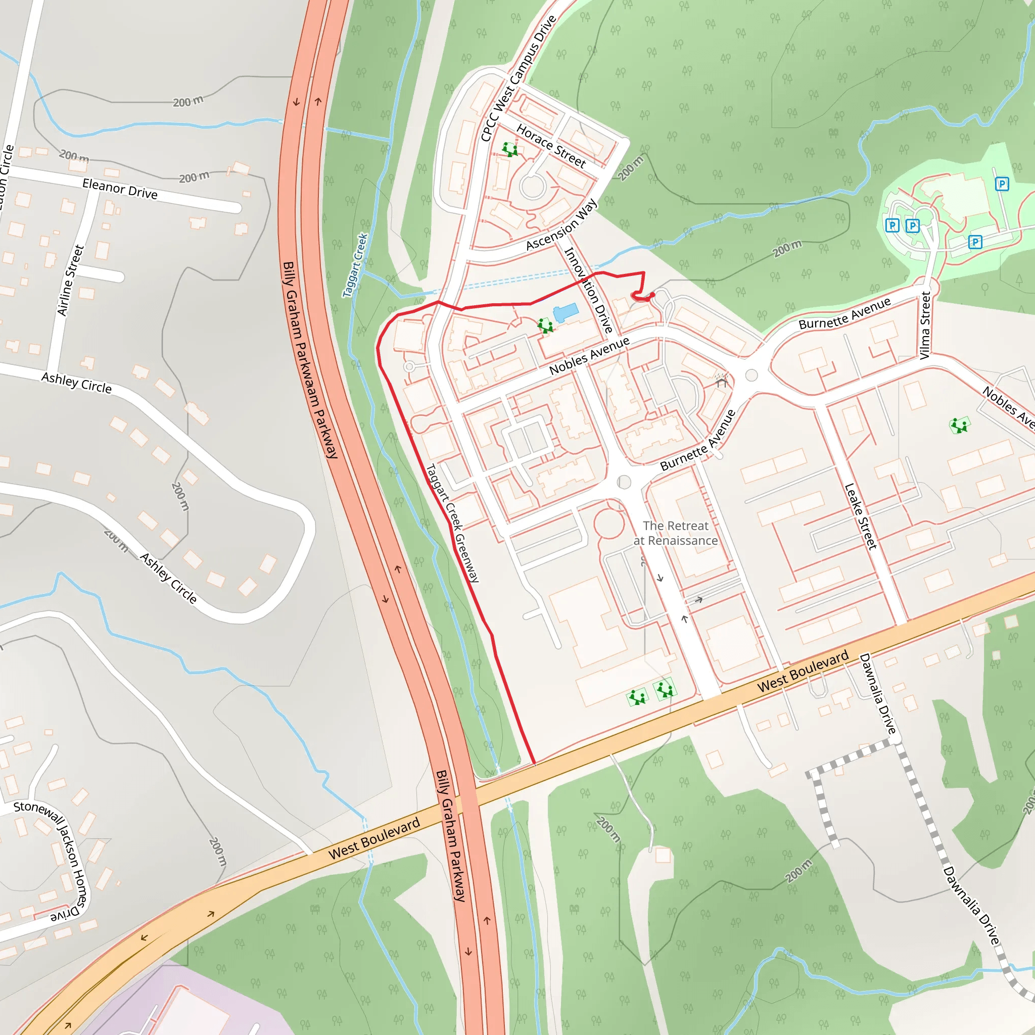 Taggart Creek Greenway mobile static map