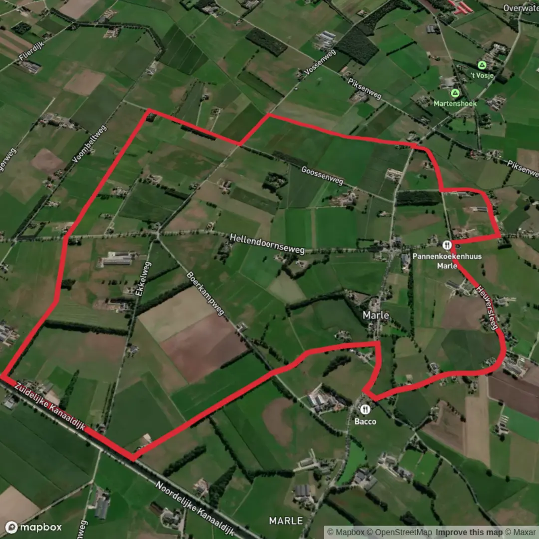 An image depicting the trail Heuversteeg and Goossen Weg Loop and its surrounding area.