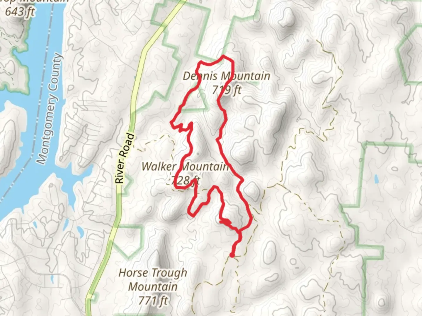 An image depicting the trail Keyauwee and Uwharrie Loop Trail and its surrounding area.