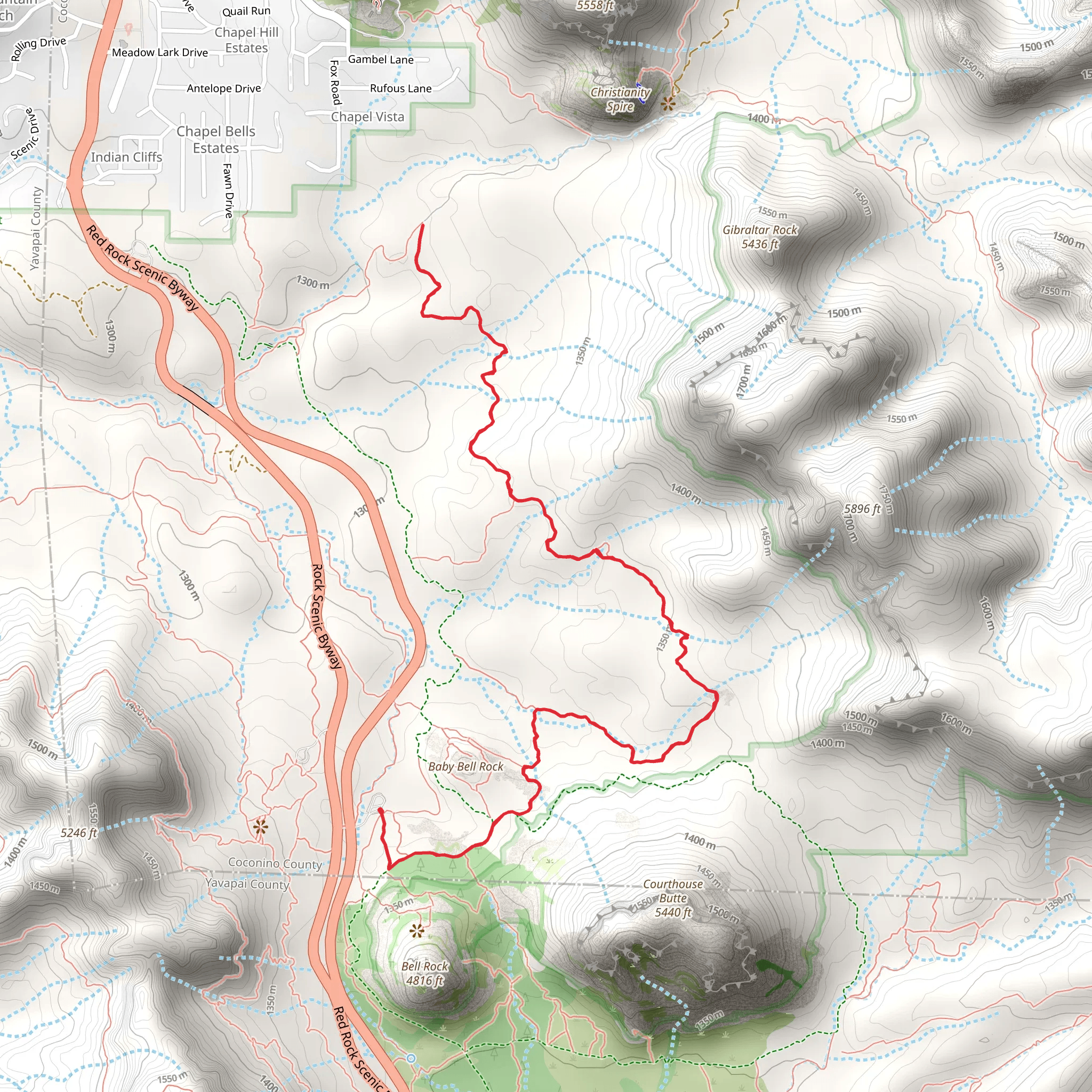 Llama Trail via Belt Rock Pathway Trail mobile static map