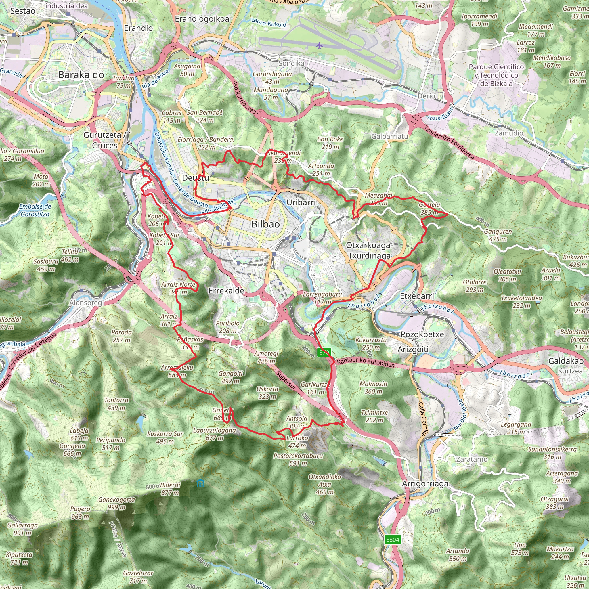 GR 228 Anillo Verde de Bilbao mobile static map