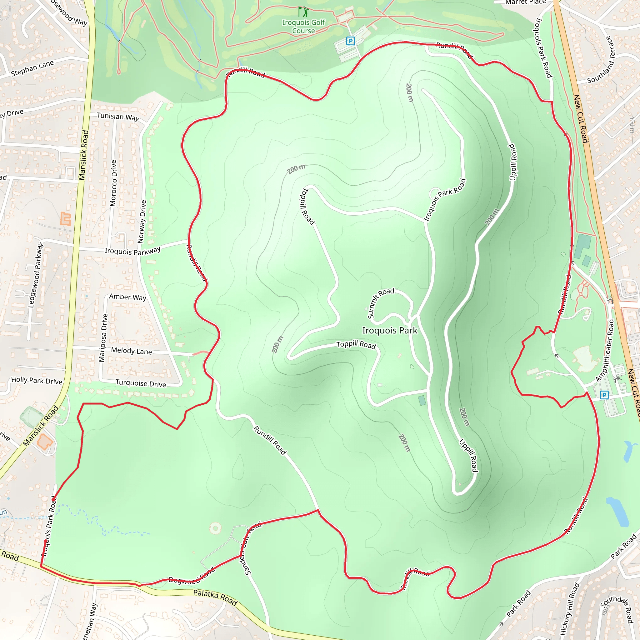 Iroquois Park Loop - Long mobile static map