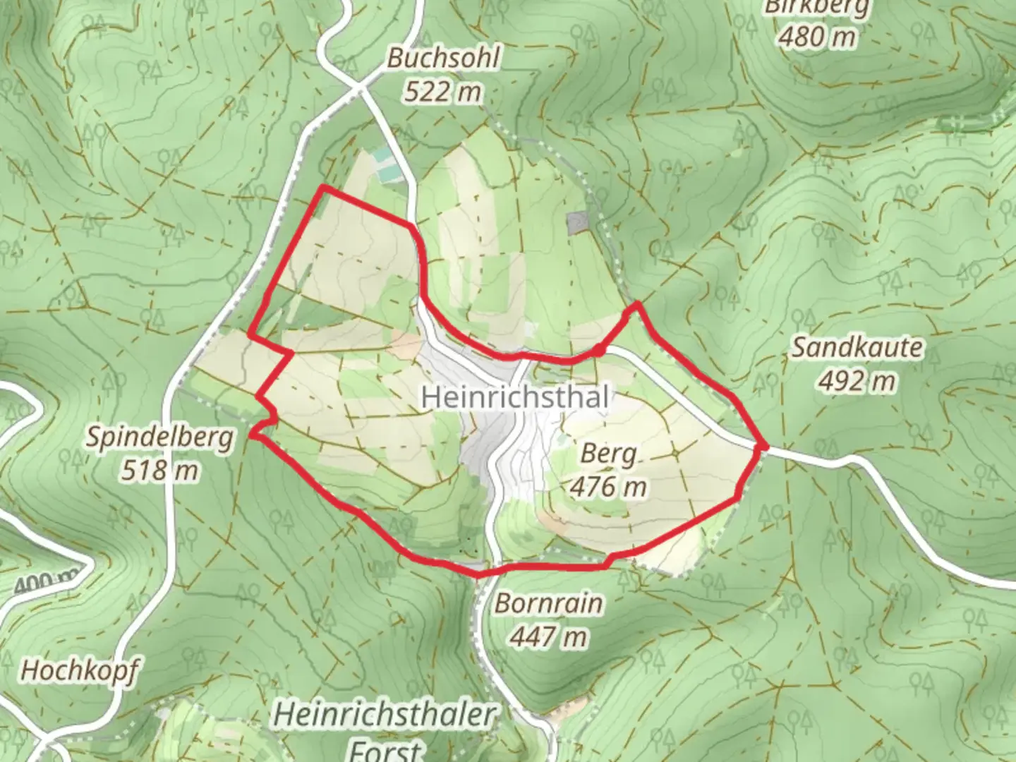 An image depicting the trail Heinrichsthal Loop and its surrounding area.