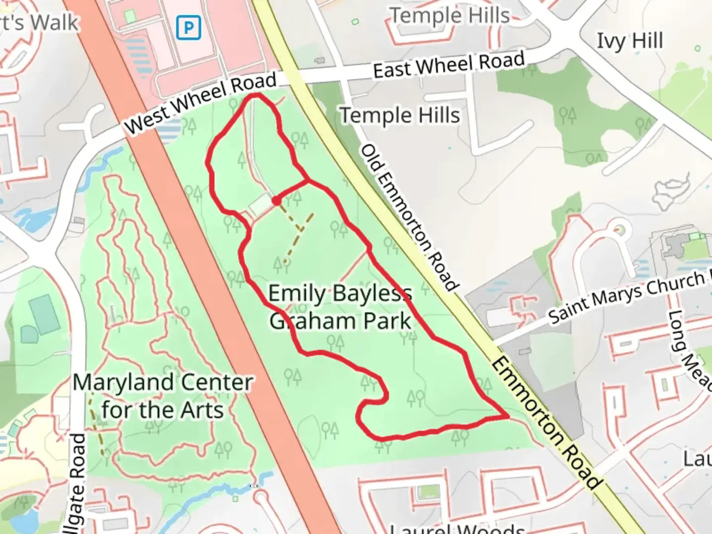 An image depicting the trail Loop 1,2 and 3 Loop and its surrounding area.
