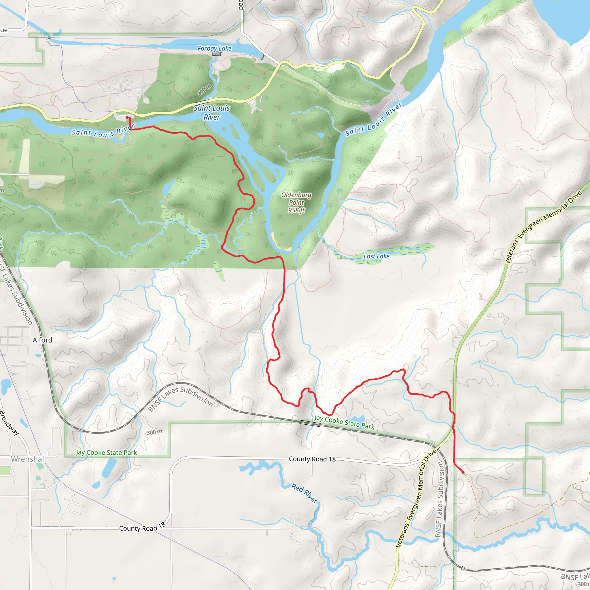 Superior Hiking Trail - Veterans' Evergreen Memorial Drive mobile static map