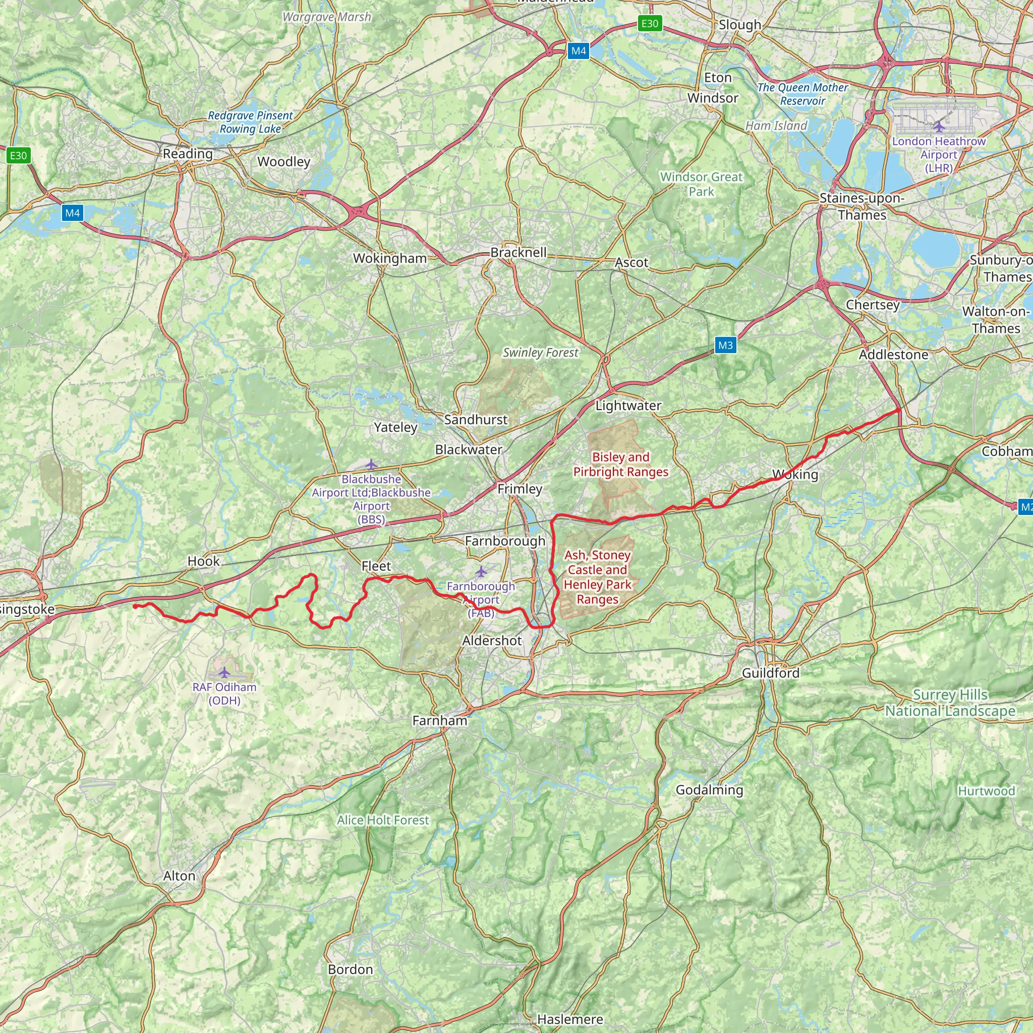 Basingstoke Canal Towpath Trail mobile static map