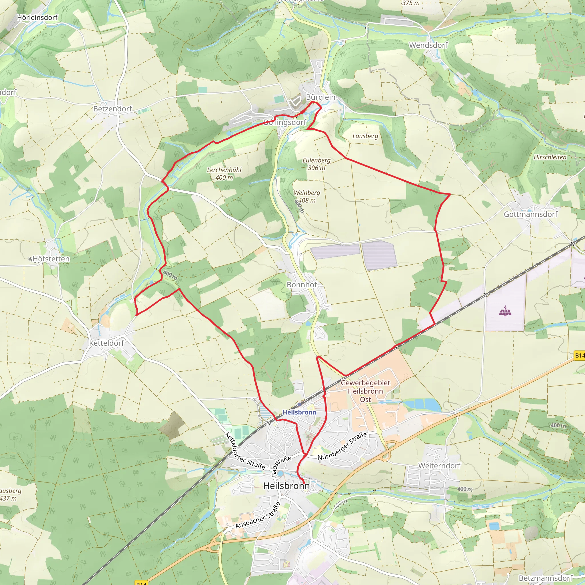 Böllingsdorf and Heilsbronn Loop mobile static map