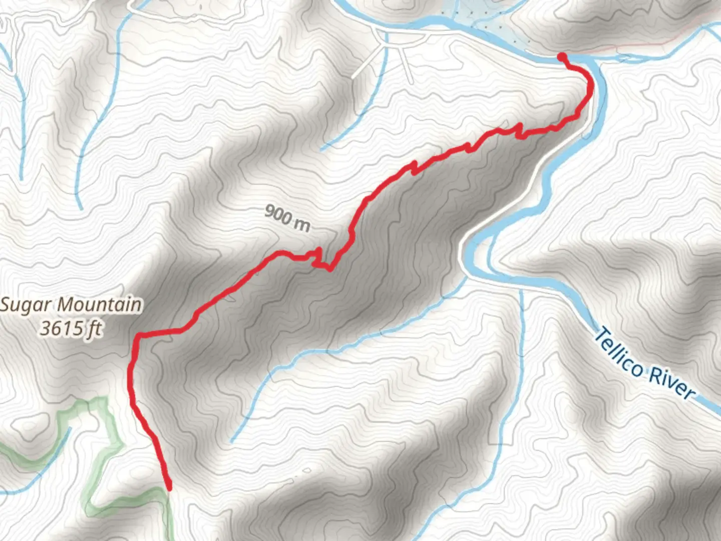 An image depicting the trail Sugar Mountain via Benton MacKaye Trail and its surrounding area.