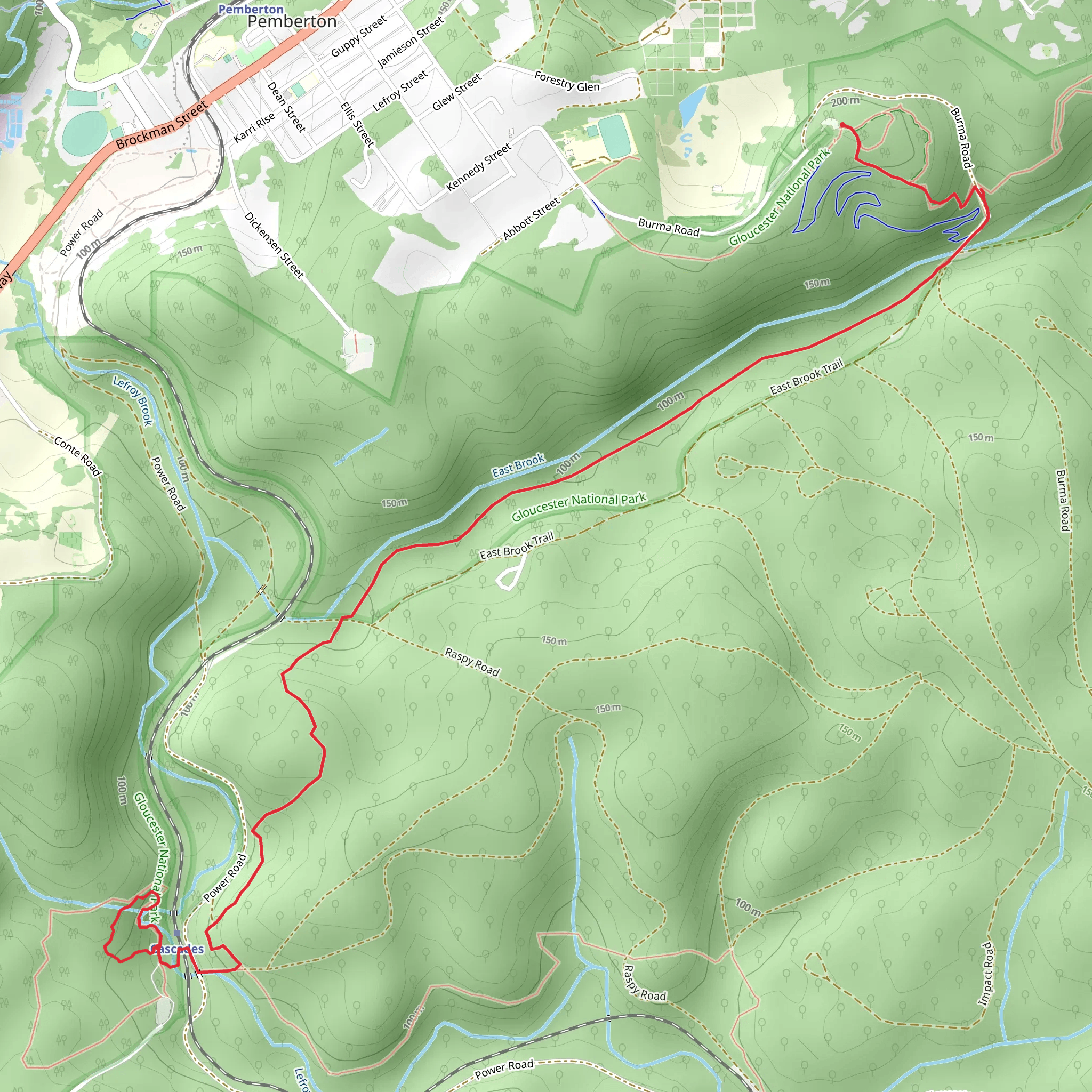 Gloucester Tree to Cascades Walk mobile static map