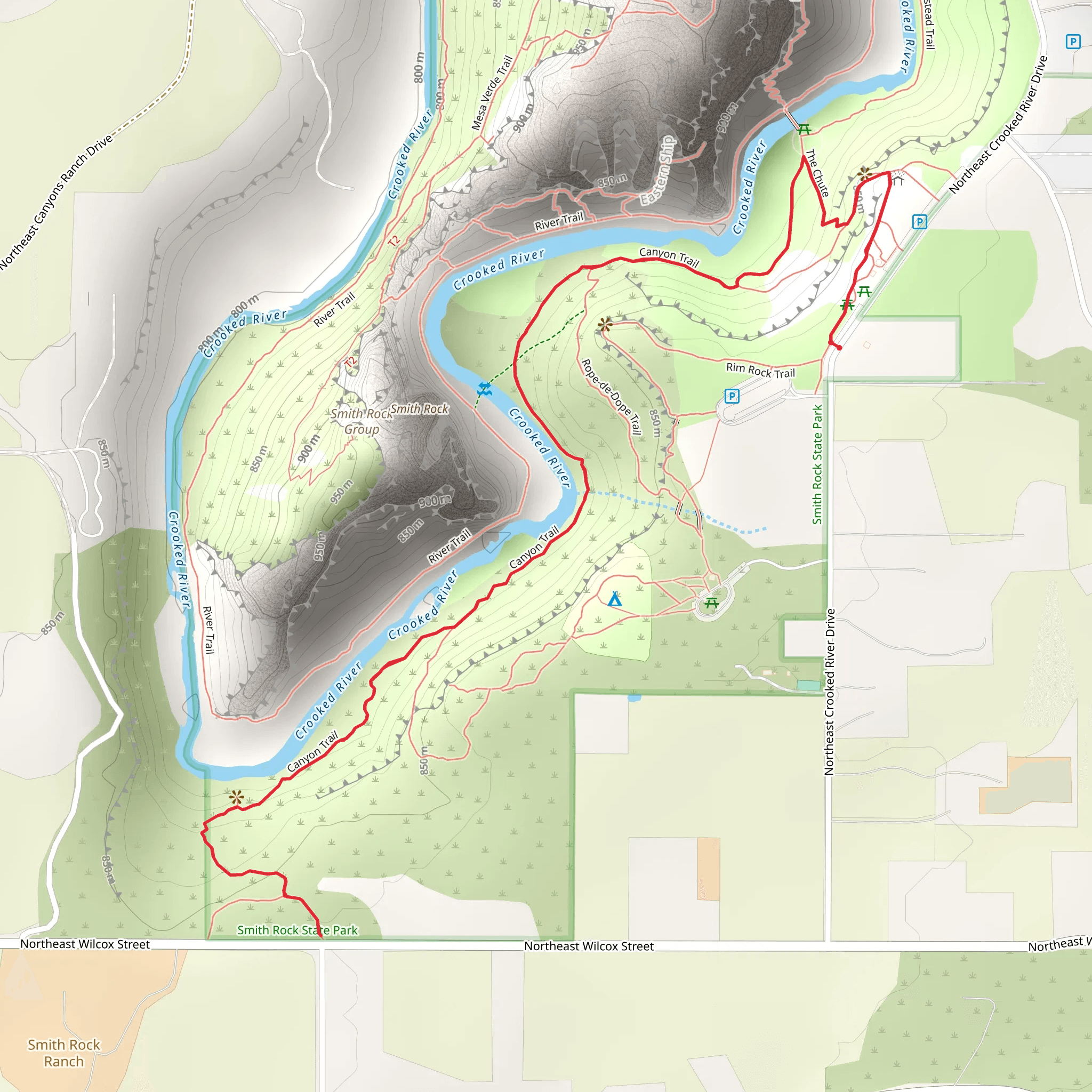 The Chute and Canyon Trail mobile static map