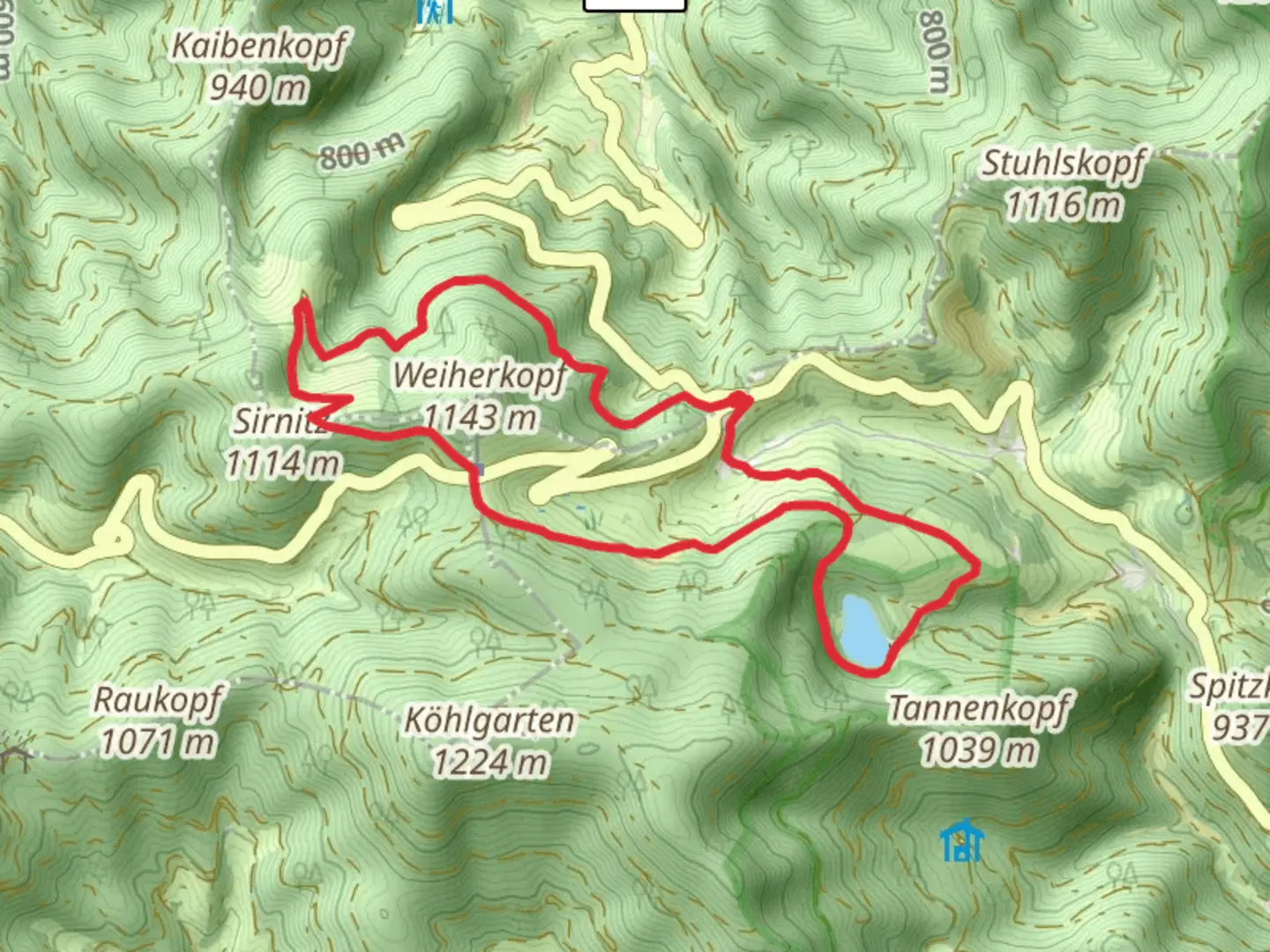 An image depicting the trail Nonnenmattweiher Loop via Kälbelescheuer Haldenhof and its surrounding area.