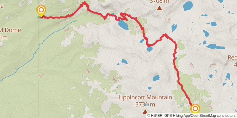 High Sierra Trail stage 2 Map