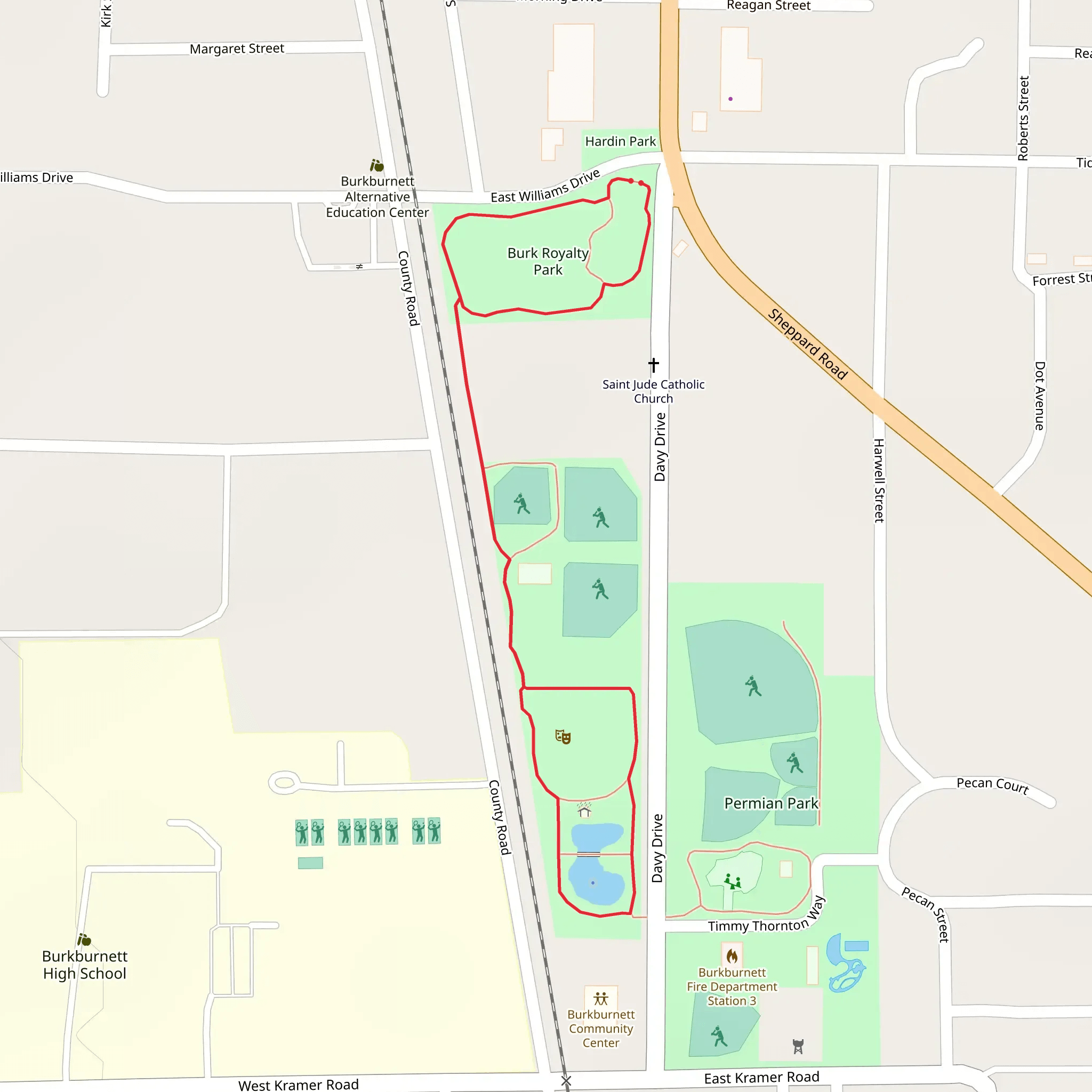Burk Royalty Park and Friendship Community Park Loop mobile static map