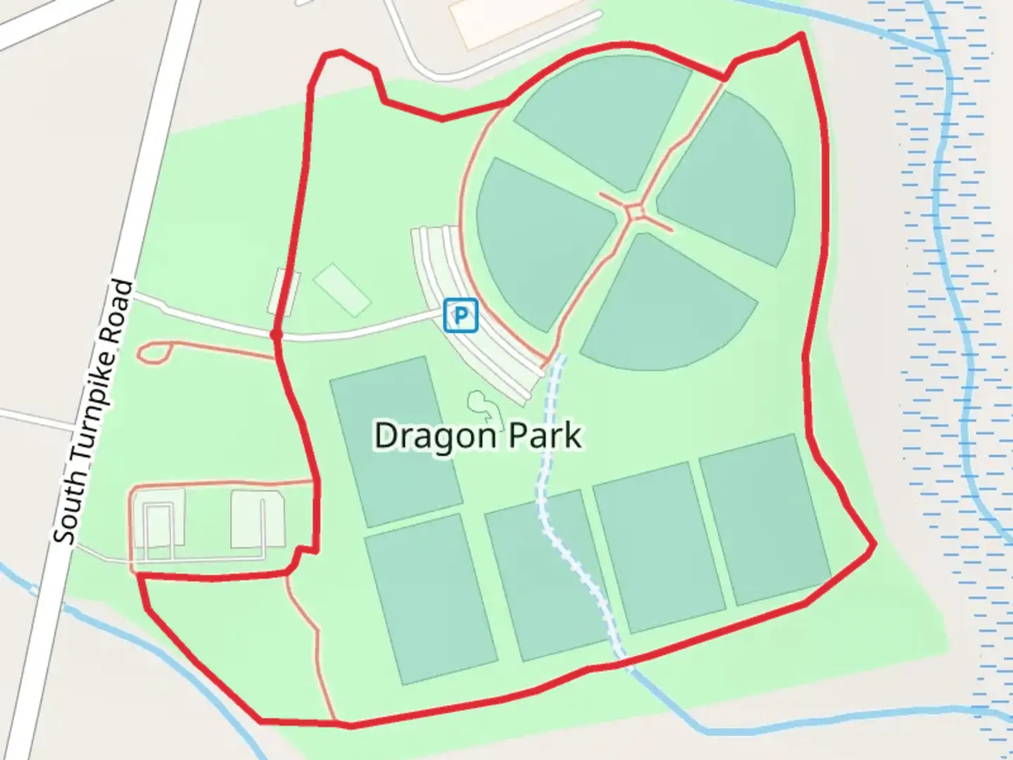 An image depicting the trail Dragon Park Loop and its surrounding area.