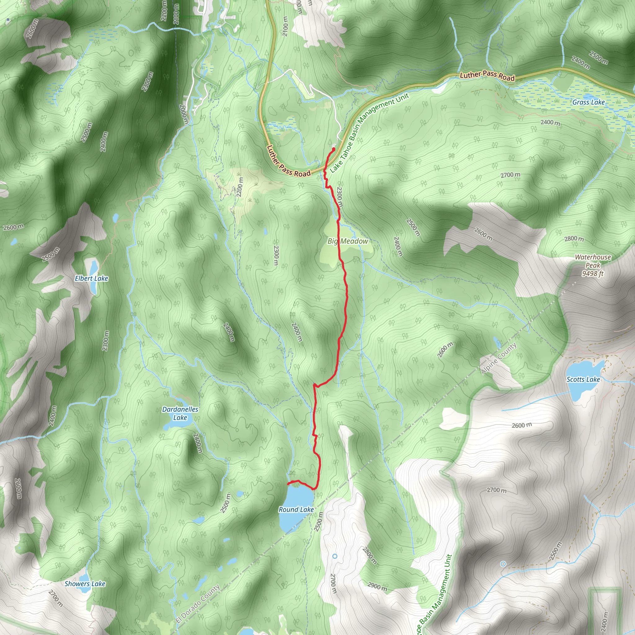 Round Lake via Tahoe Rim Trail mobile static map